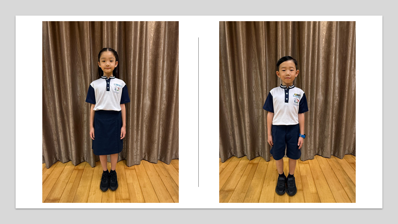 Girl & boy wearing the school uniform