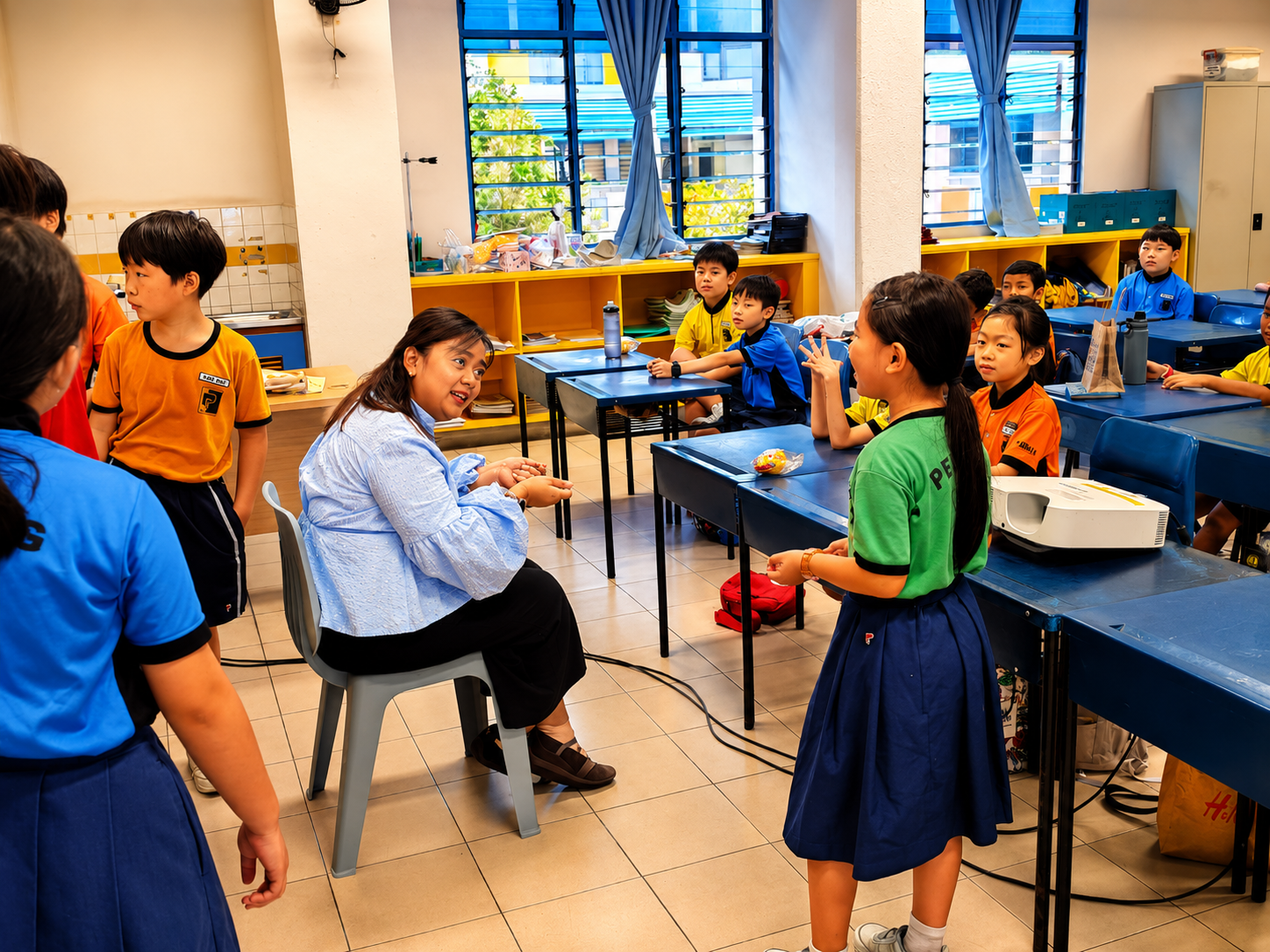 Students participating in a small-group discussion.