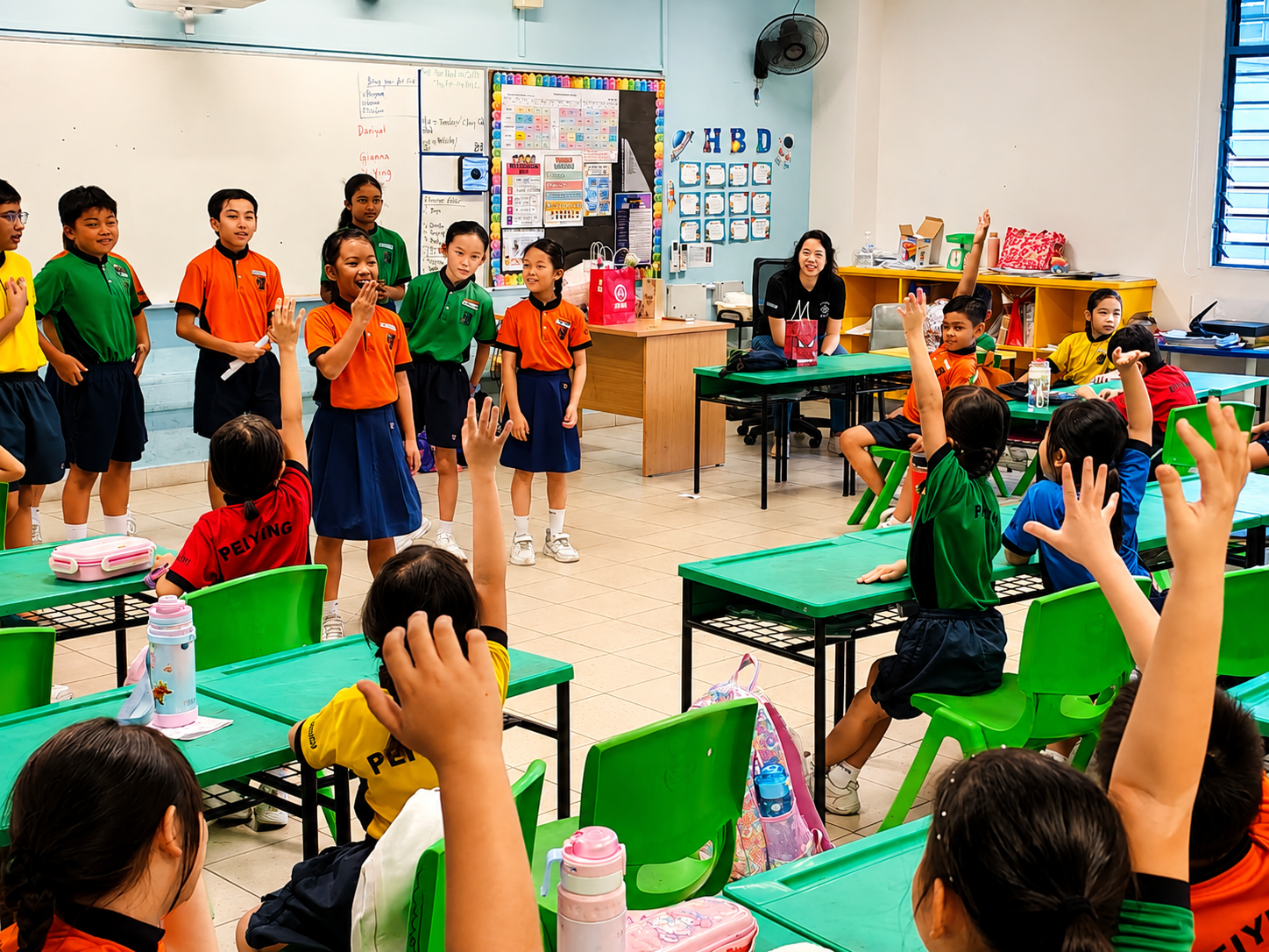 Students engaged in a classroom activity.