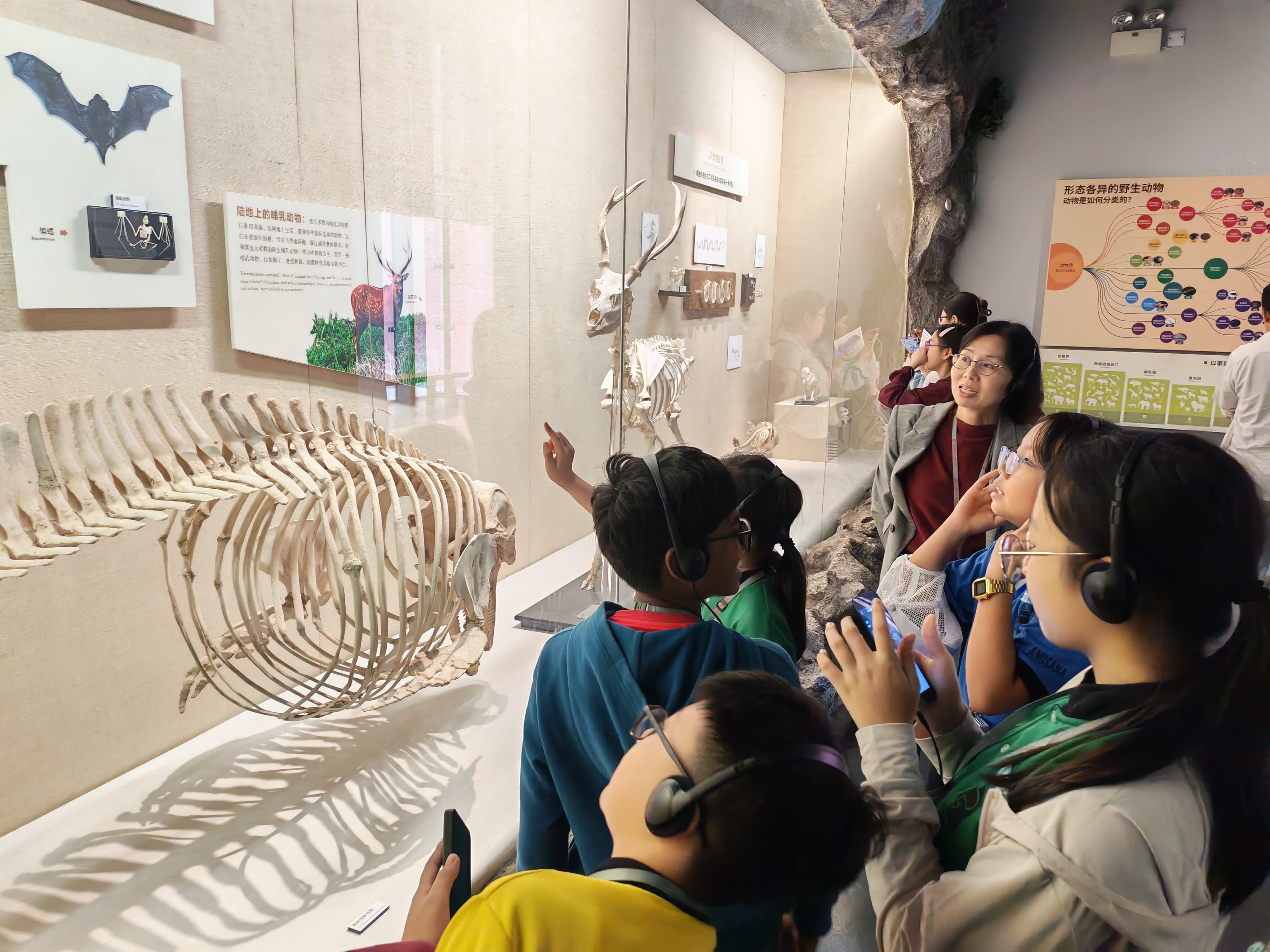 Students exploring a museum exhibit.