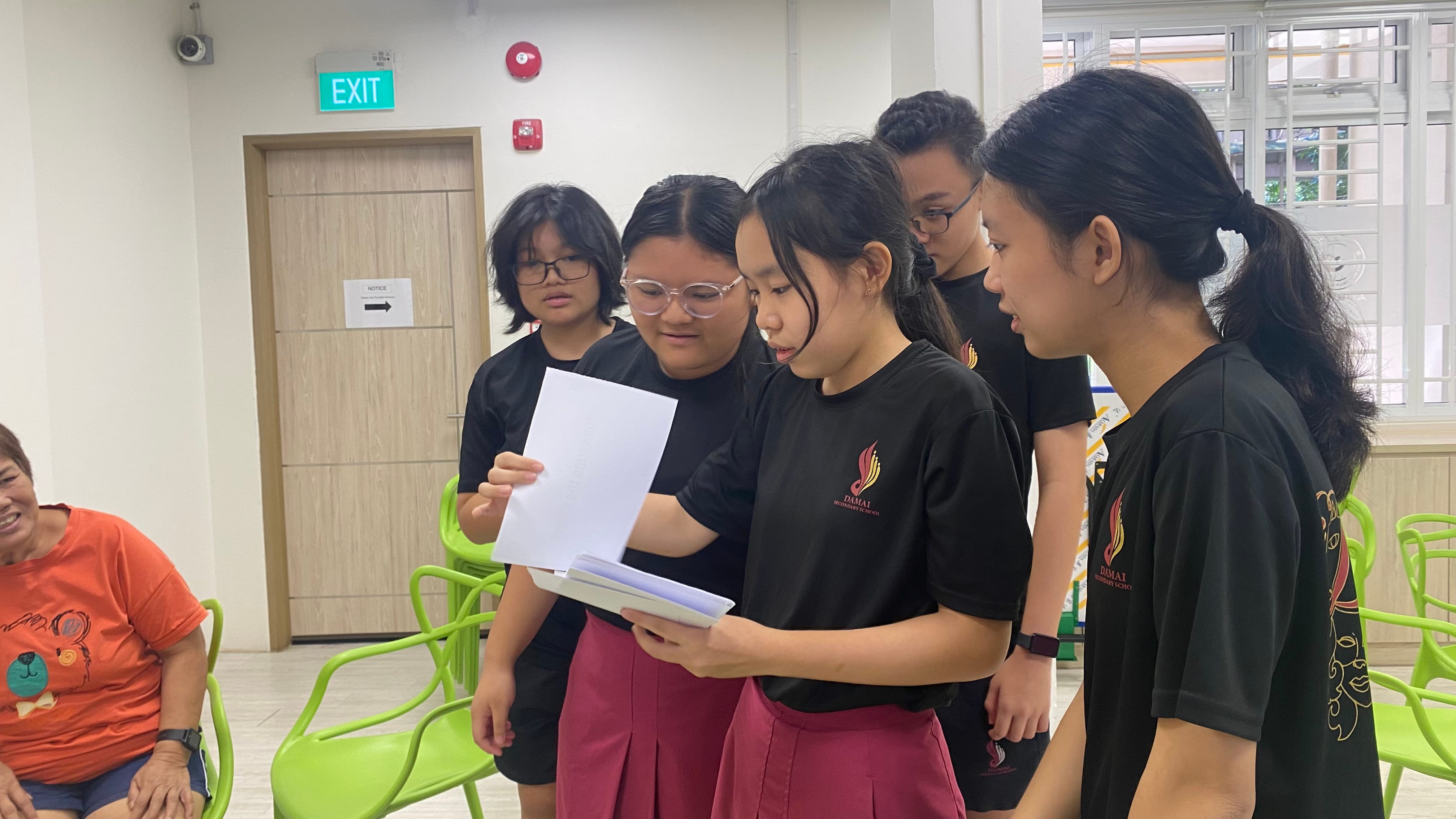 Students during their VIA activity at Thye Hua Kwan Seniors Activity Centre