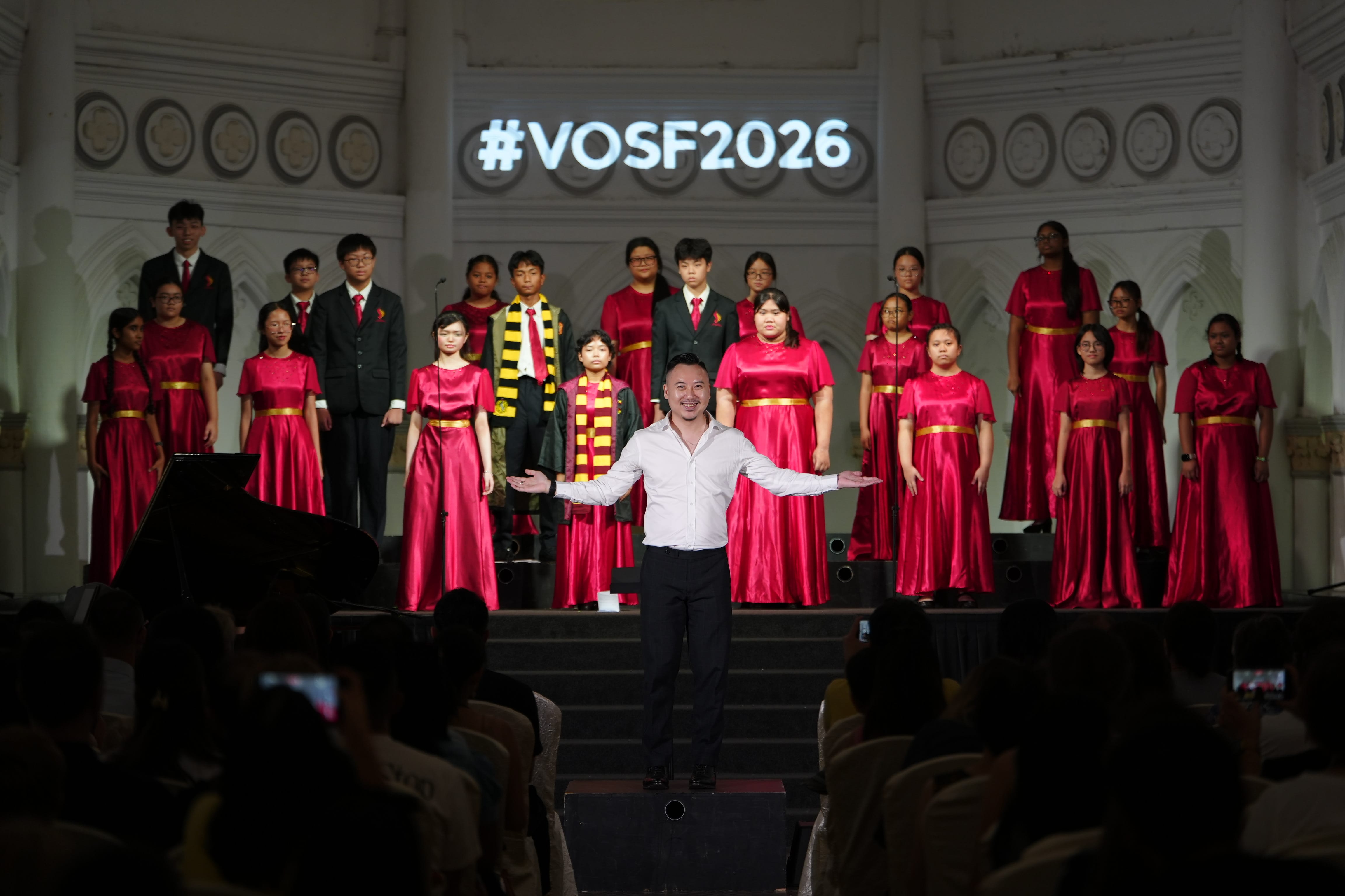 VOS 2026, CHIJMES hall, with Choir Instructor Mr Shaun