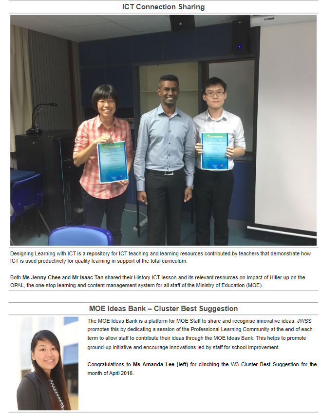 Three people stand together indoors; two hold certificates while posing for a photo labeled ICT Connection Sharing.