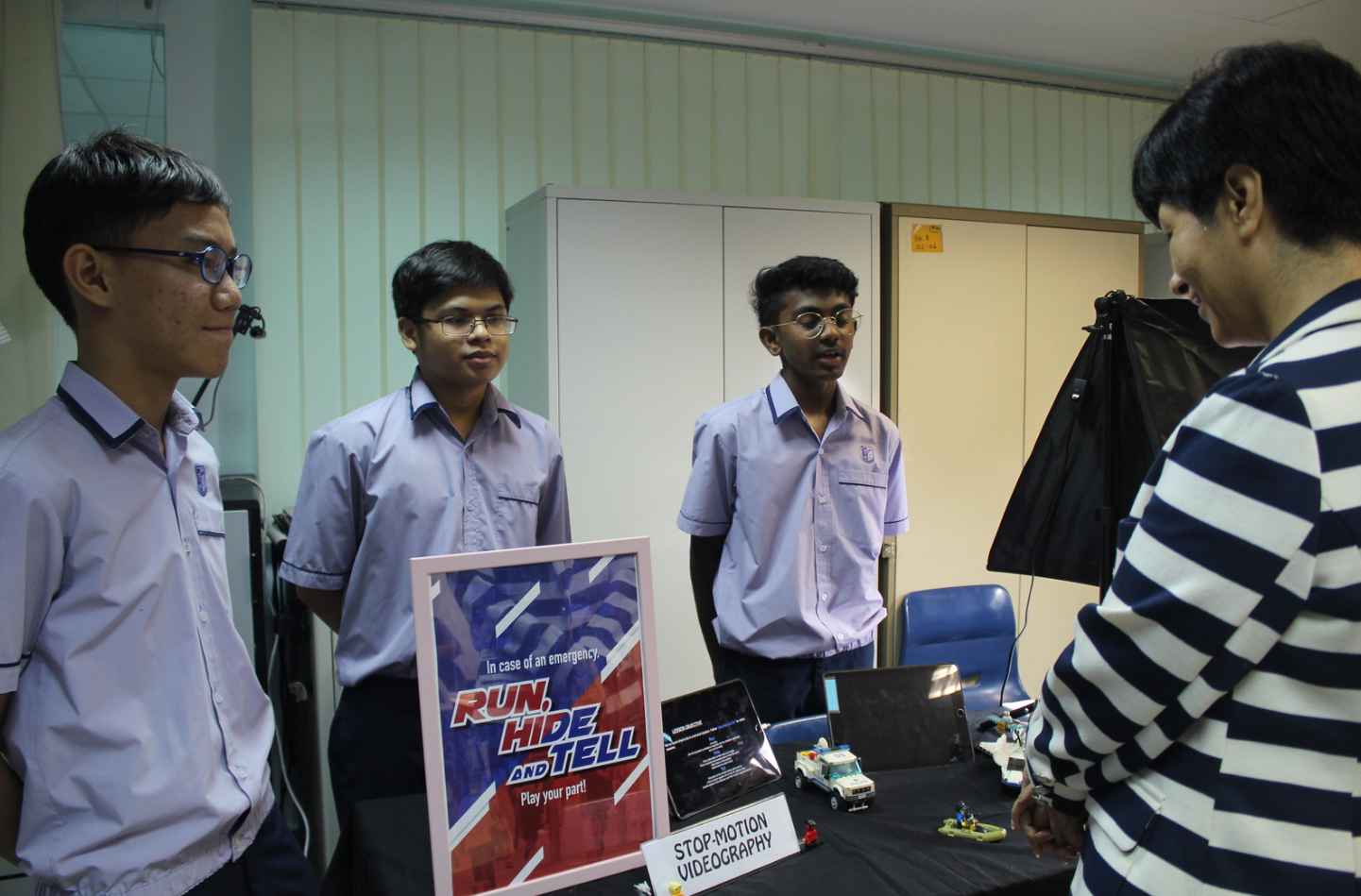 Our students presenting their solution that leverages on stop-motion to combat terrorism
