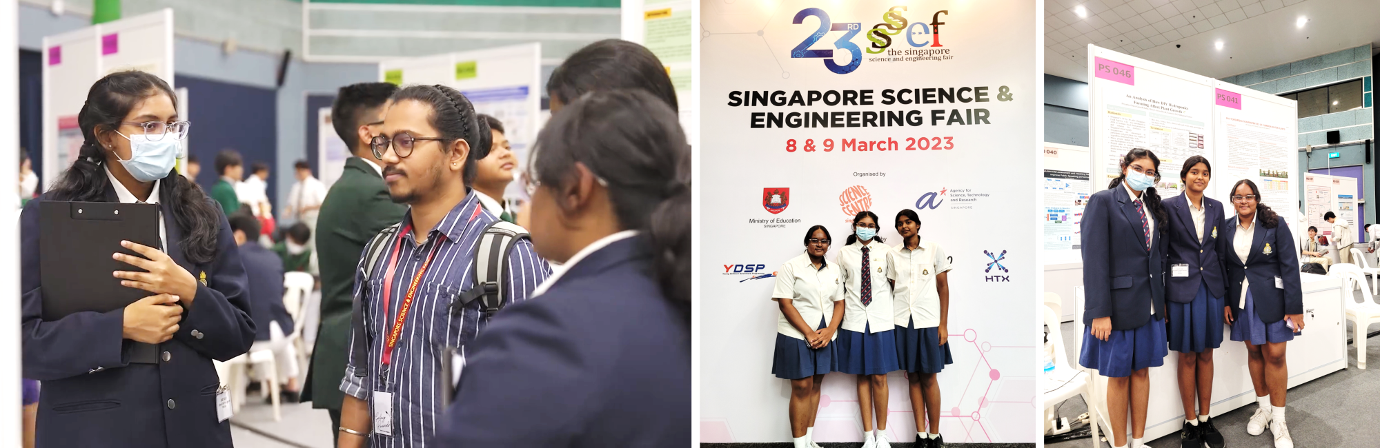 Students in uniforms at the 23rd Singapore Science and Engineering Fair on 8 and 9 March 2023.