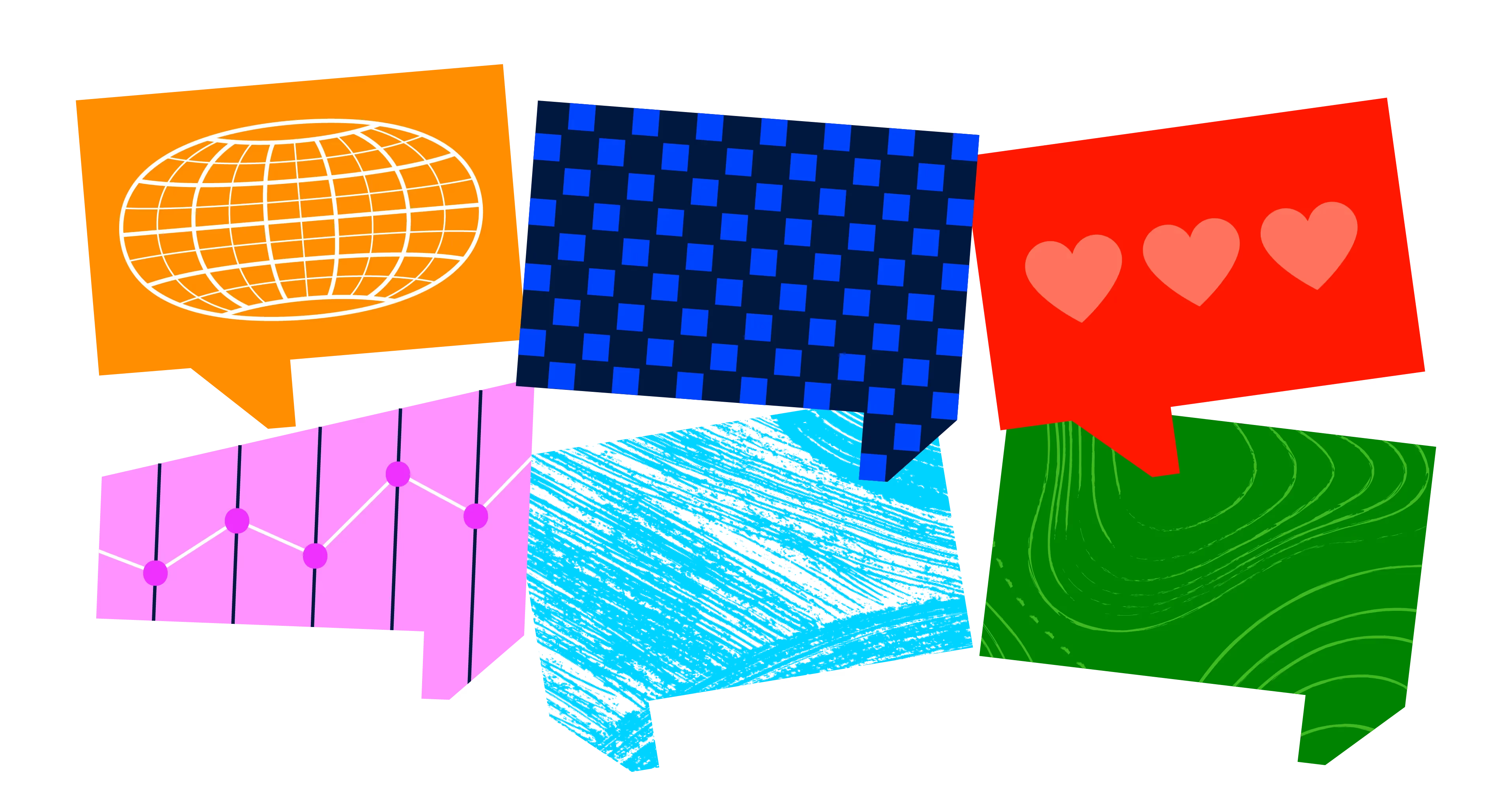 An image of multiple stylized speech bubbles