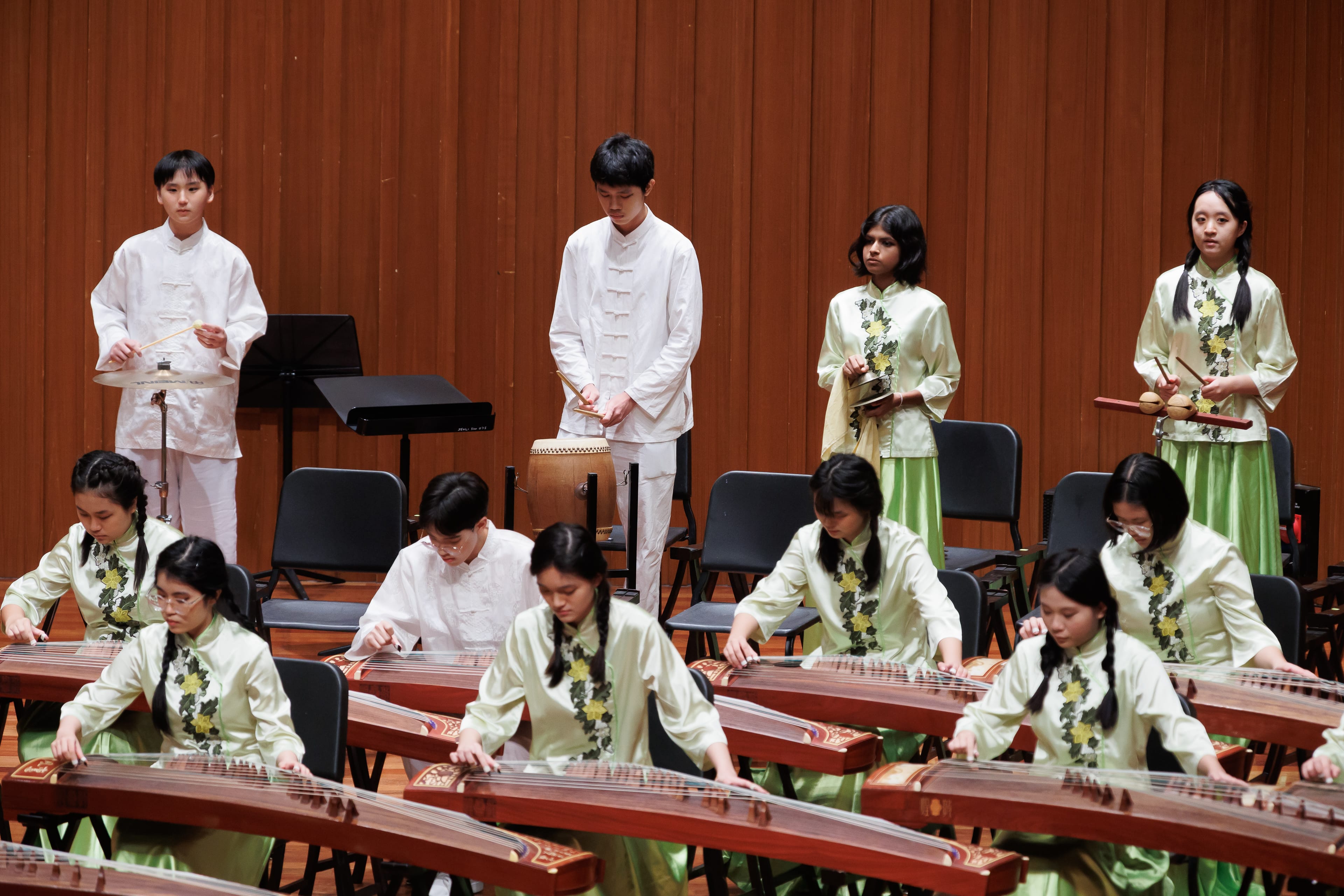 A photo of our Guzheng students during a performance