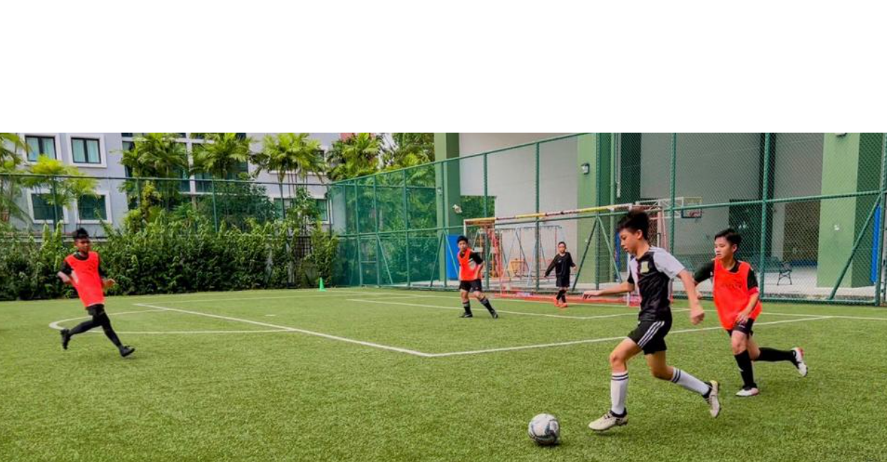 students at football practise