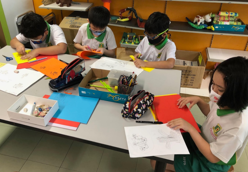 students doing painting