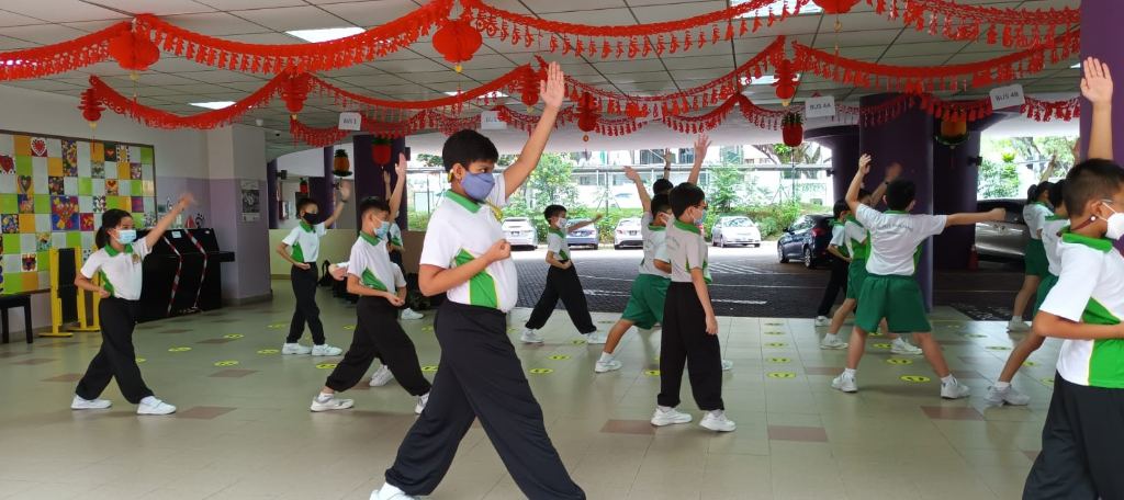 Students display wushu moves