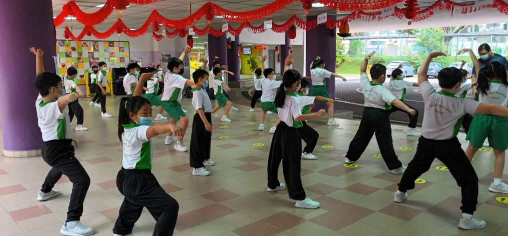 Students in wushu practise