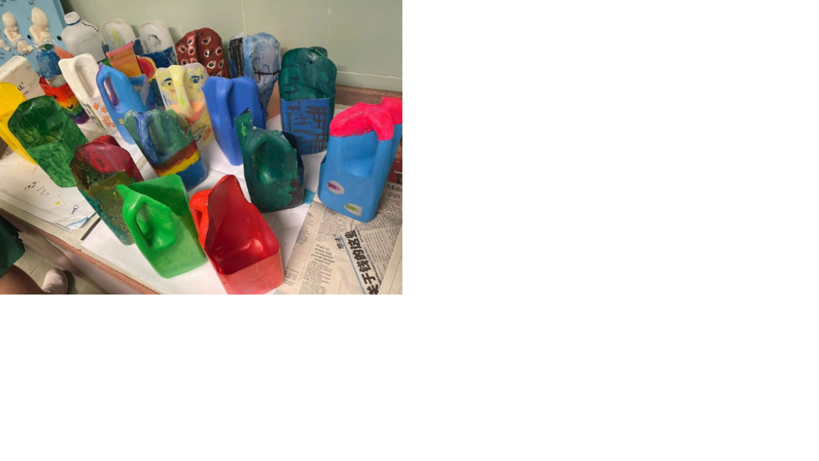 students upcycling plastic bottles