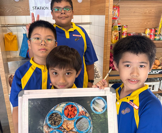Middle primary students presenting their work during a collaborative learning activity.