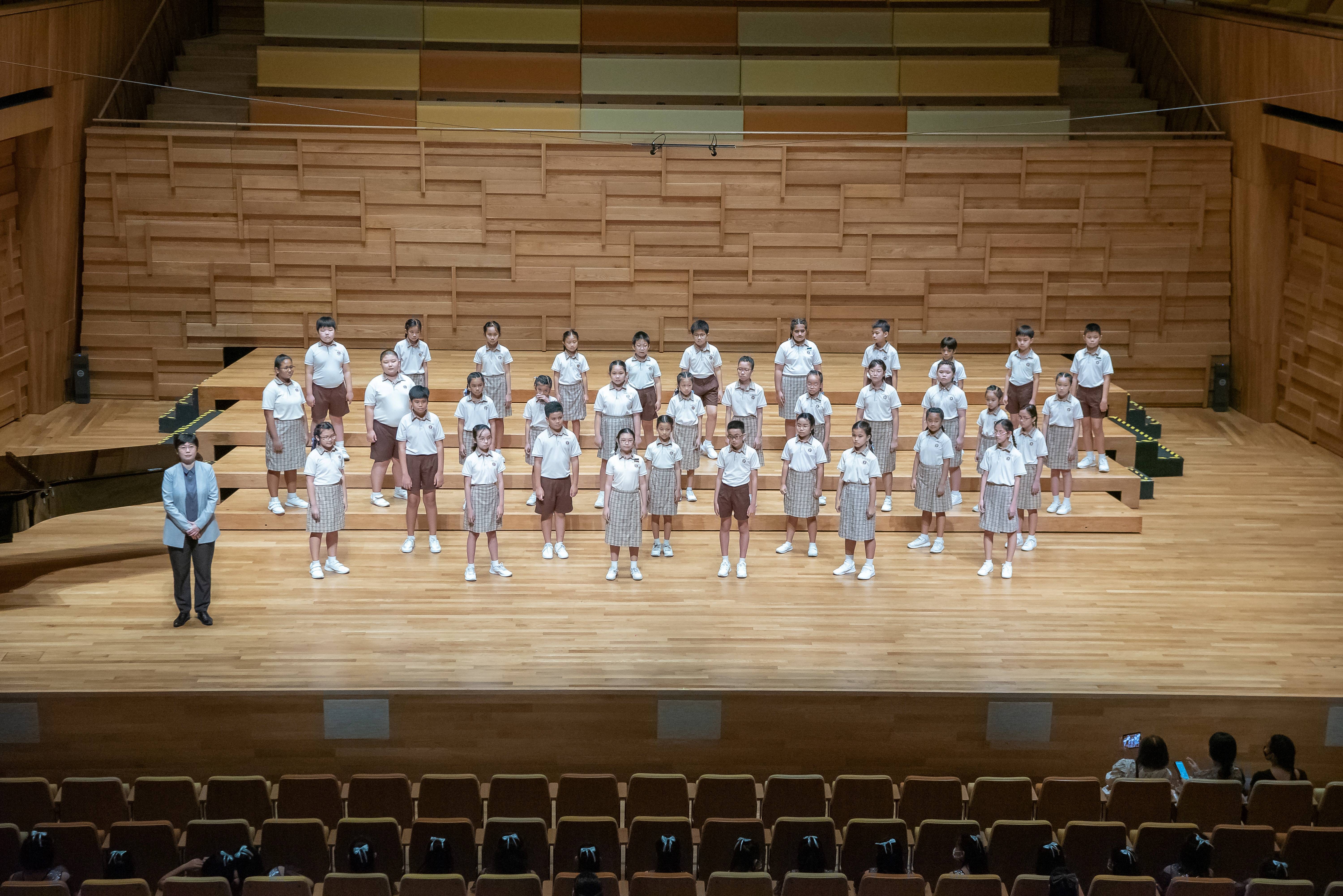 Choir members performing