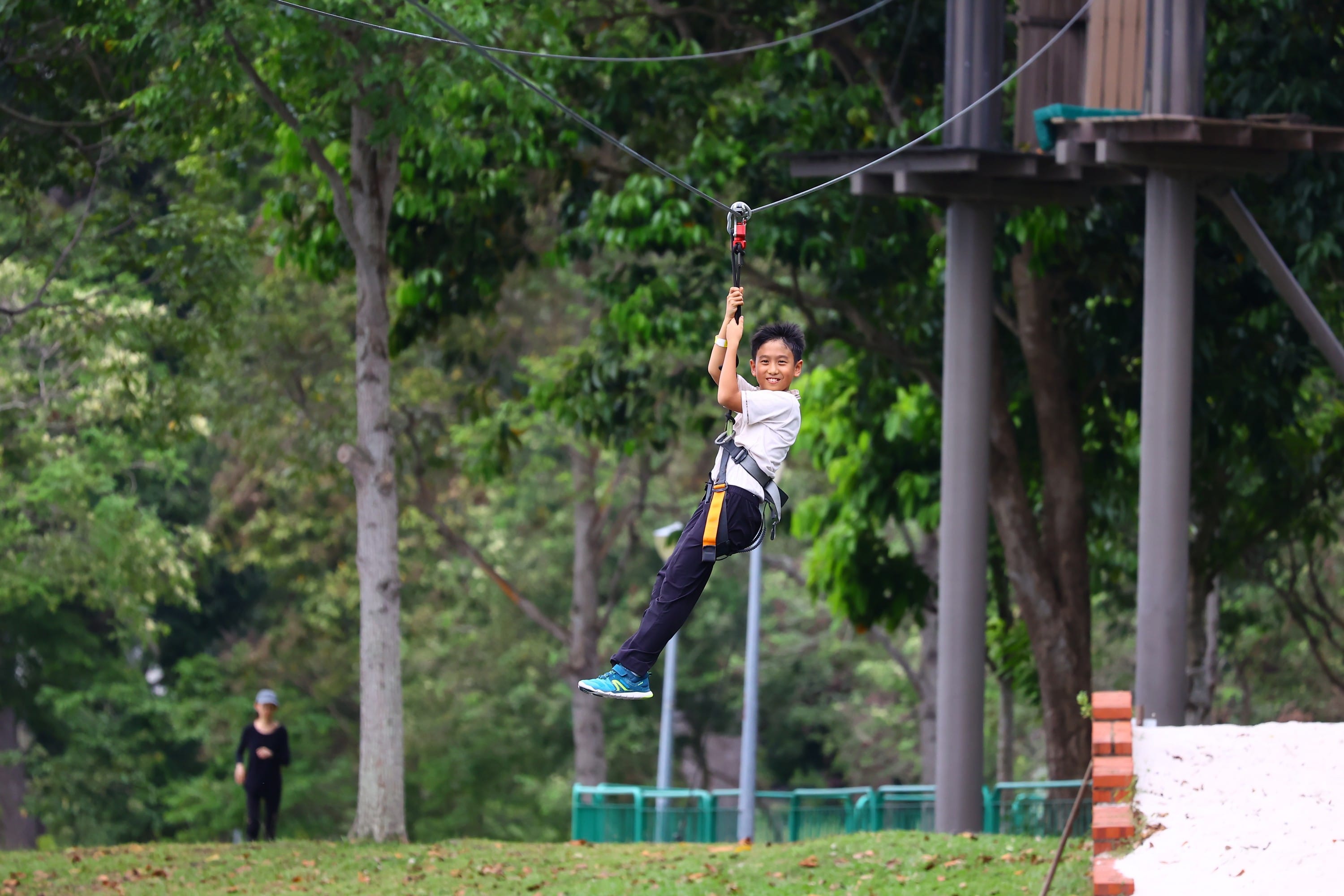 A P5 student on a zipline