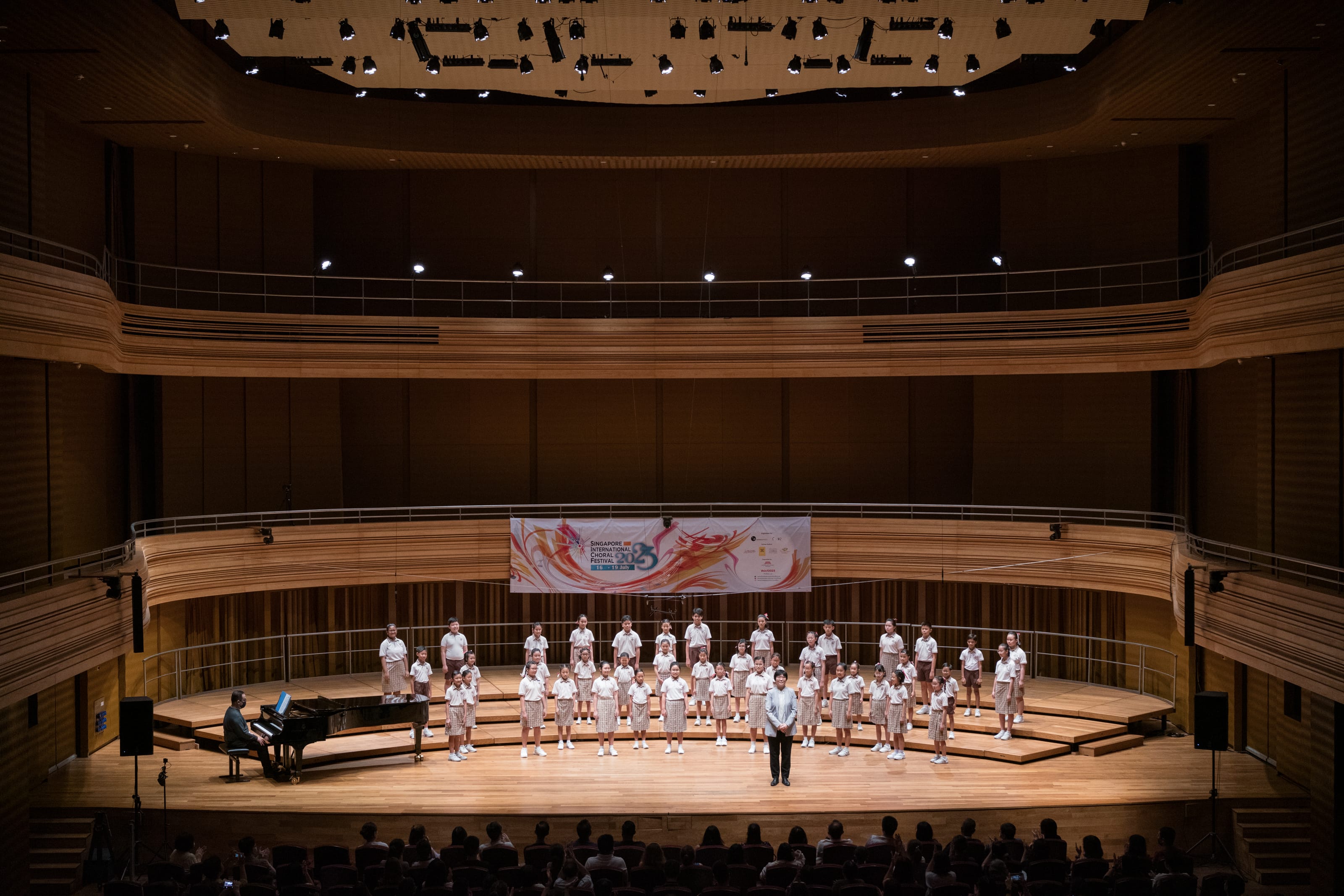 Choir members performing