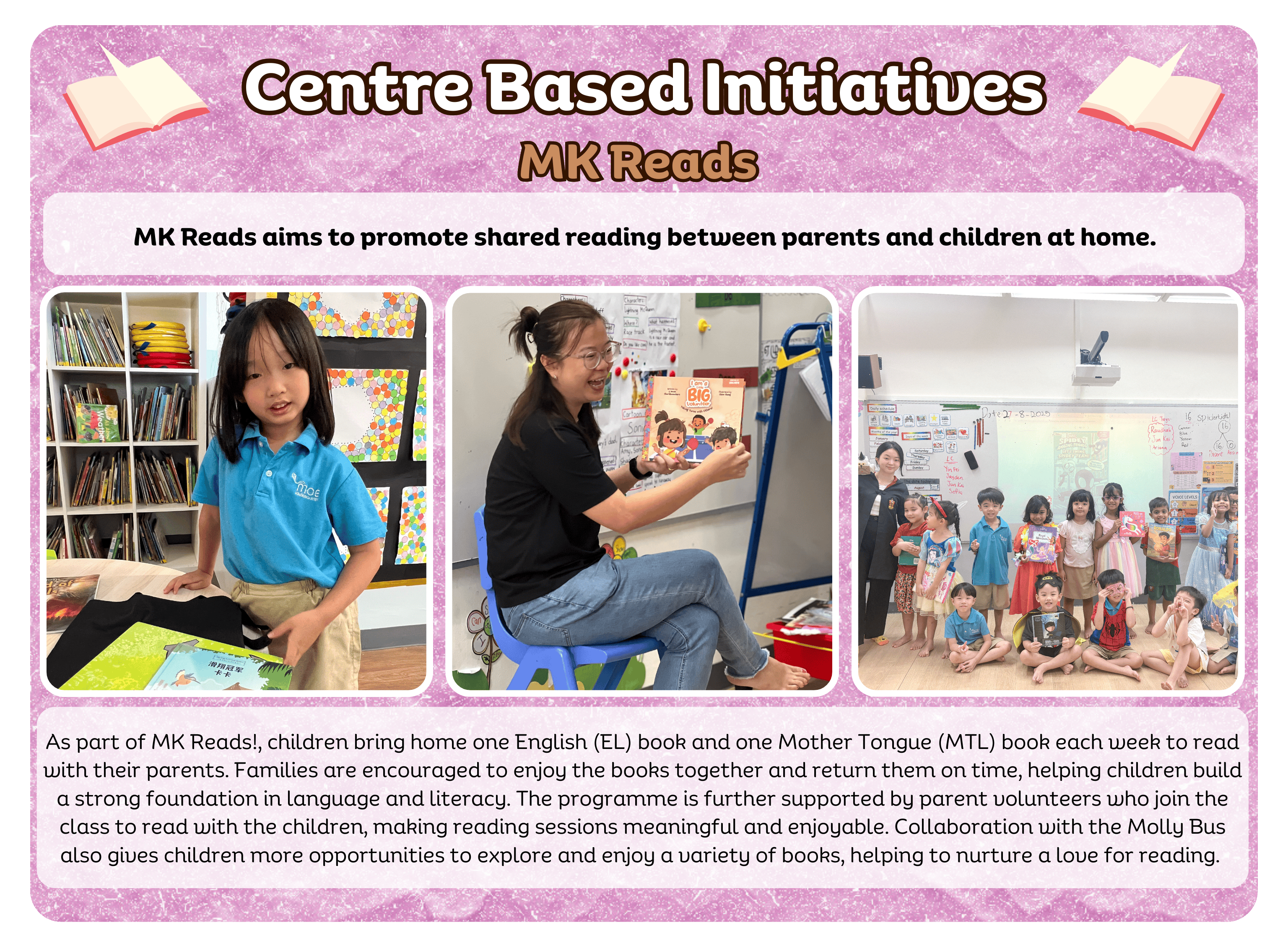 Image showcase MK Students participating in the MK Reads initiative.