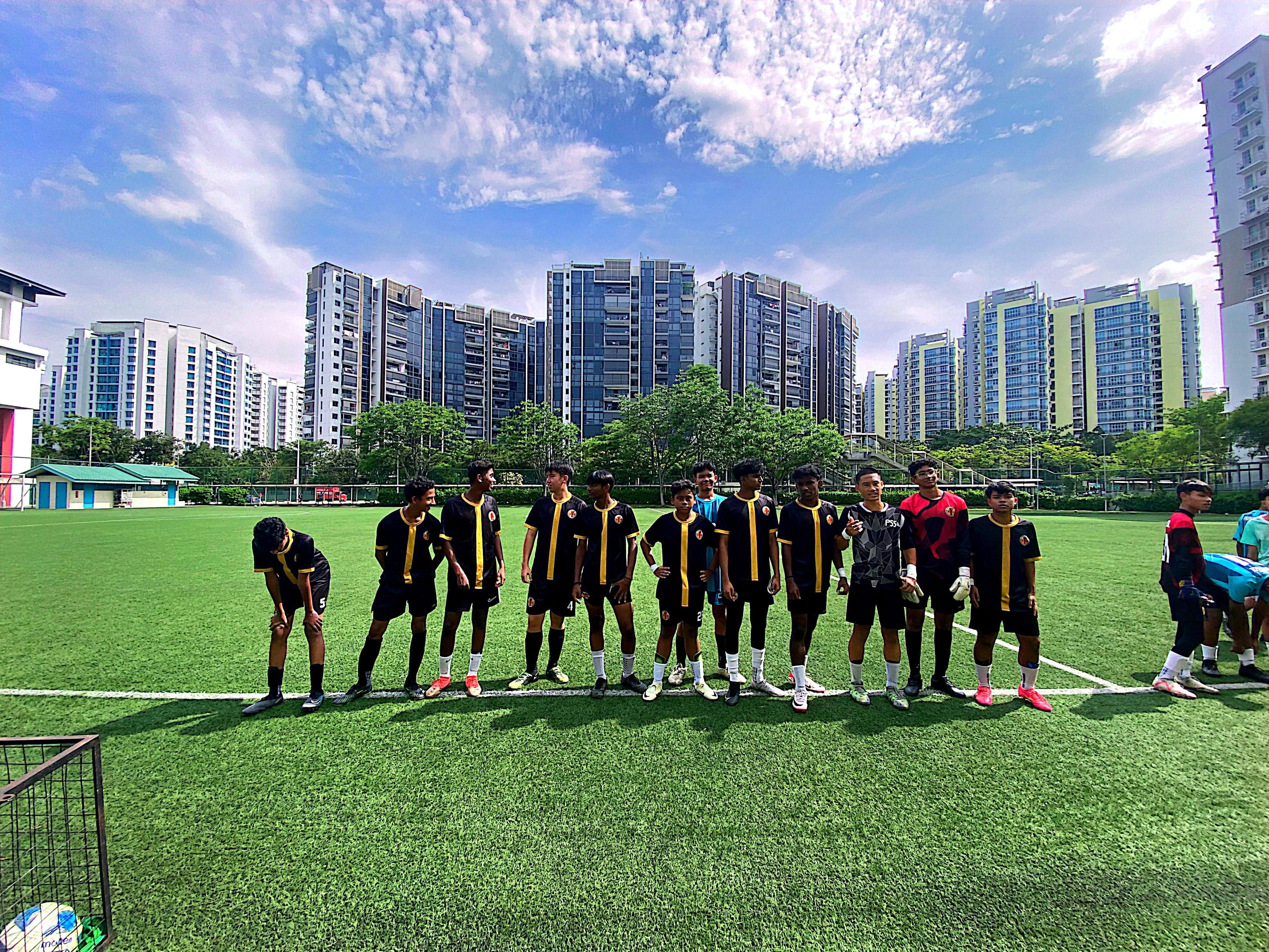 PSS Football B Division boys on match day during the National School Games