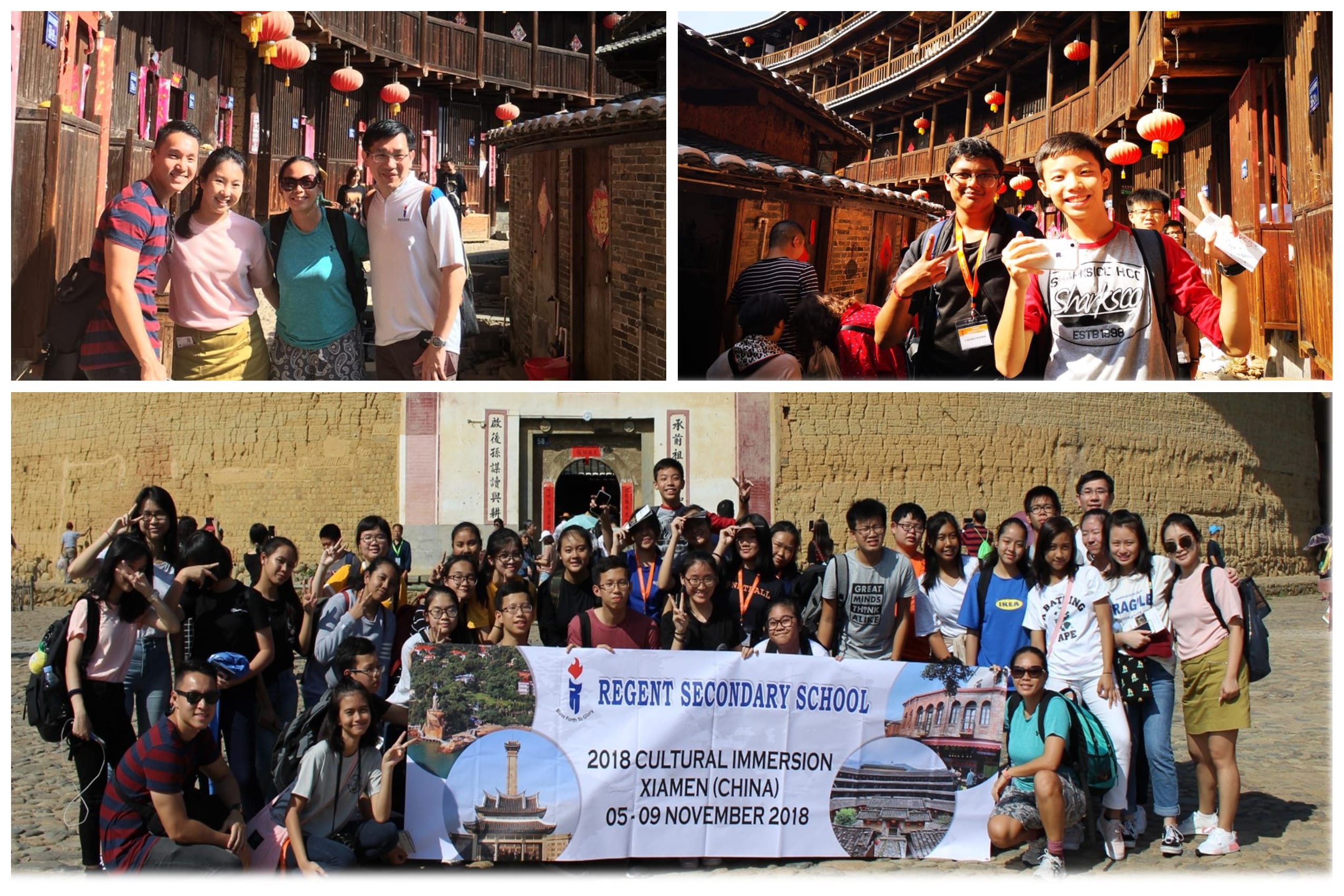 Students and teachers pose at a 2018 Regent Secondary School cultural immersion trip to Xiamen, China.