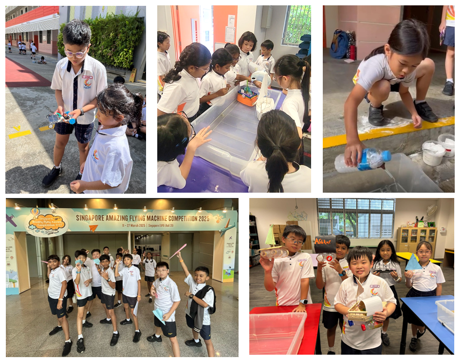 SDPS students build and test flying machines, posing at the Singapore Amazing Flying Machine Competition 2025.