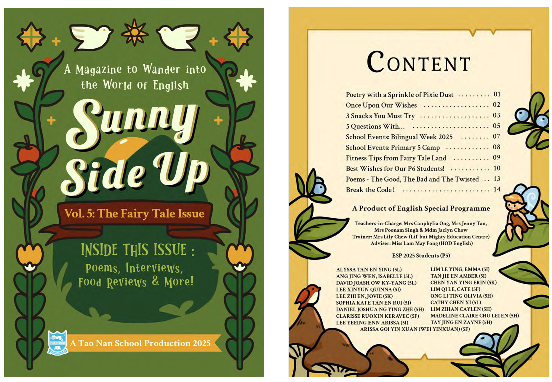 "Sunny Side Up" Vol. 6, The Impossible Issue, 2026 cover and contents page.