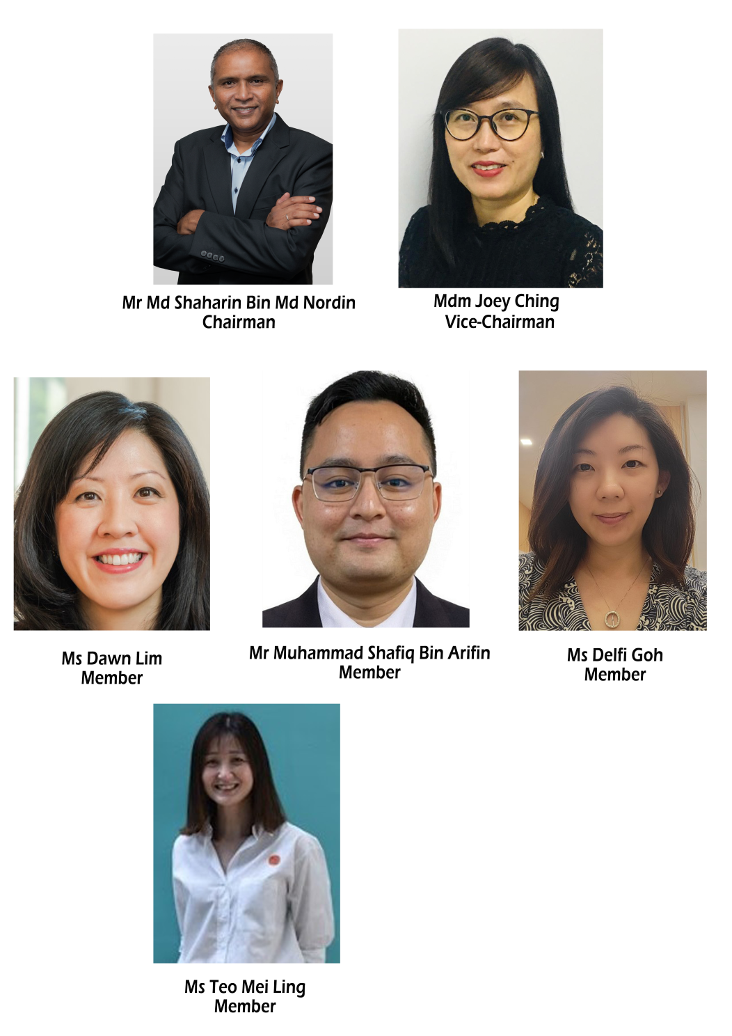 Photos of Chairman, Vice-Chairman and members of the School Advisory Committee.