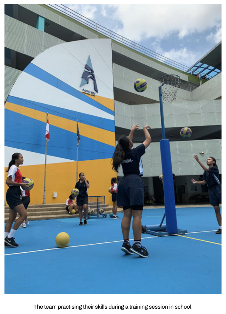 The team practising their skills during a training session in school
