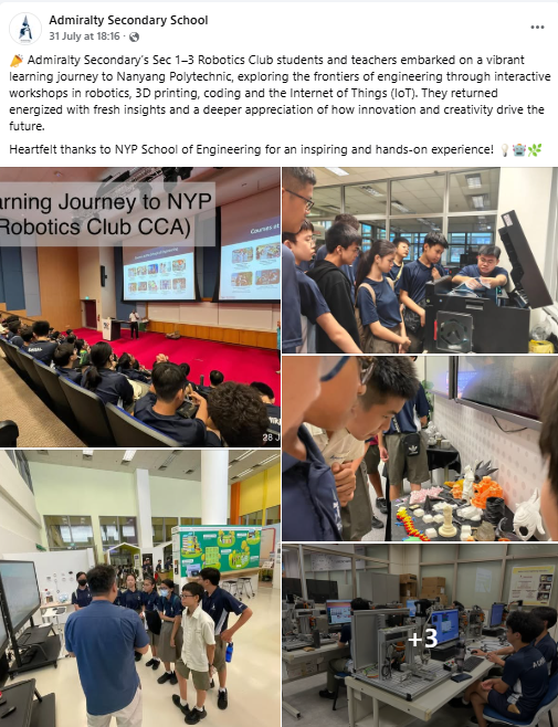 ADSS Sec 1-3 Robotics Club Students and Teachers at Nanyang Polytechnic exploring the frontiers of engineering
