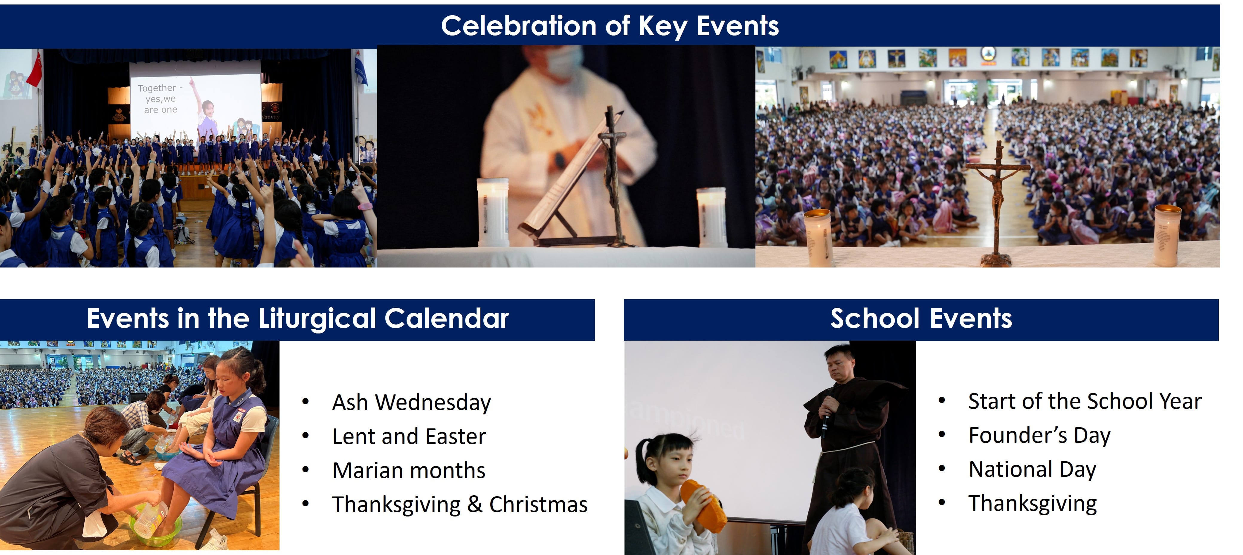 Celebration of key events as a school.