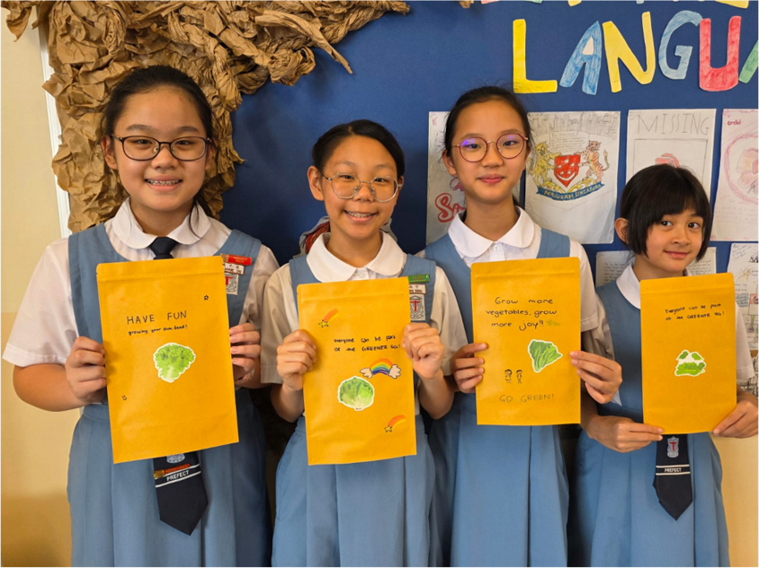 Students designing a vegetable planting kit to encourage food sustainability in young children.