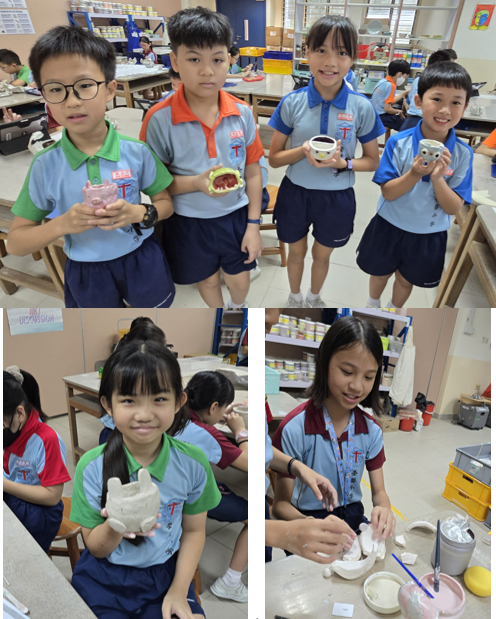 Creation of art using ceramic during lesson