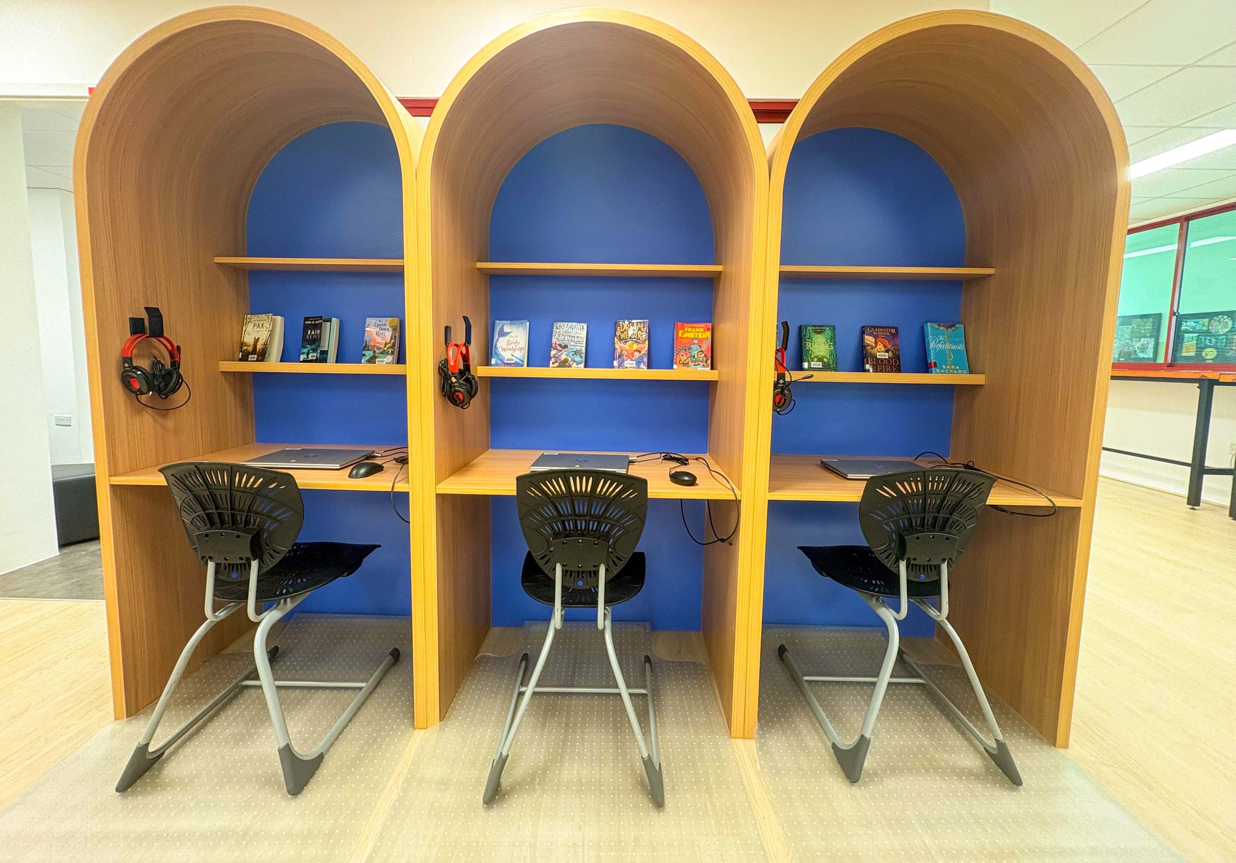 school library laptop corners for students to do digital works