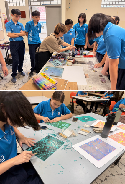 students learning with artist 
