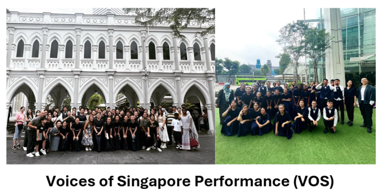 Group of students taking pictures for voices of singapore performance