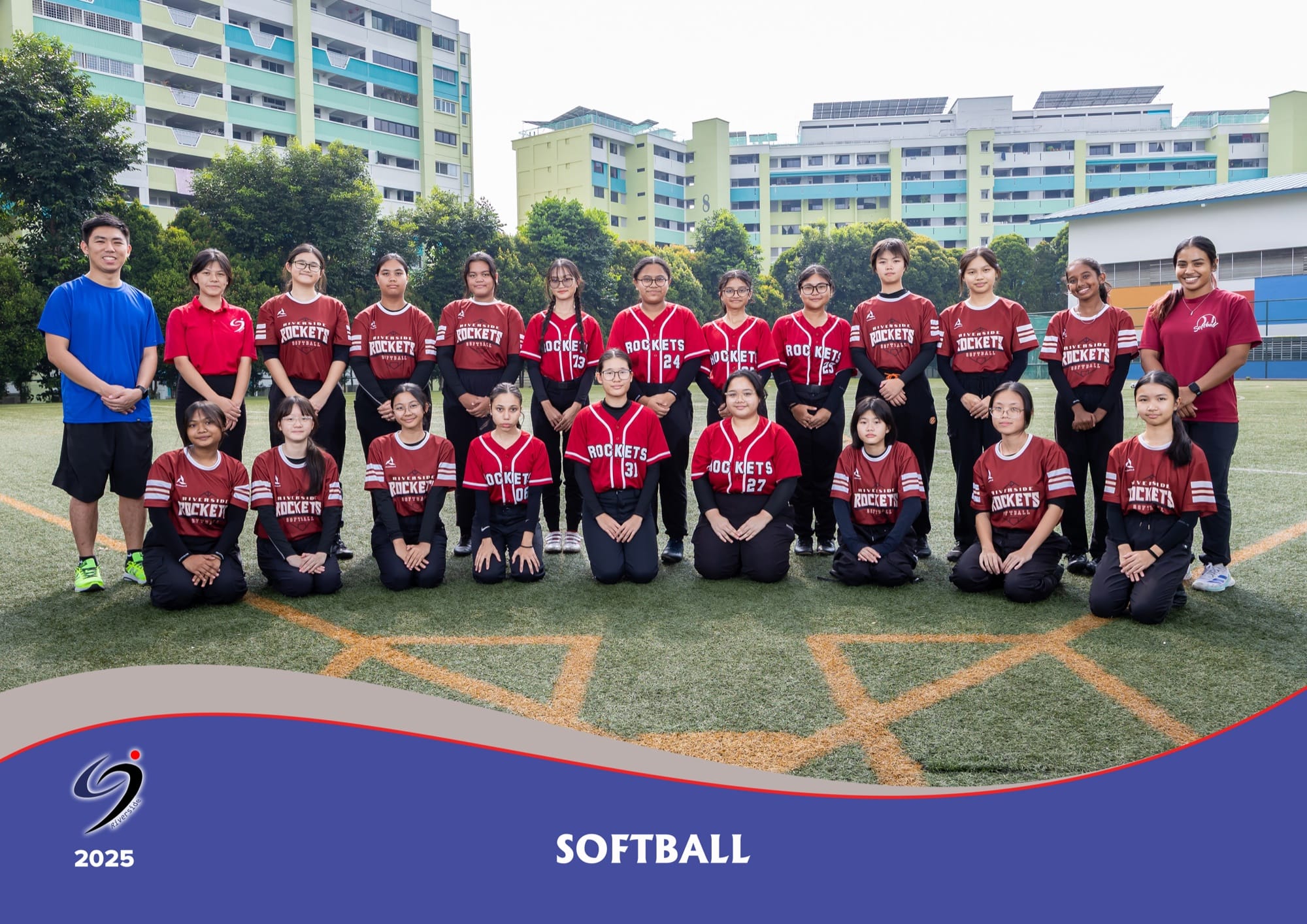 The Softball team with their teachers-in-charge, in a 2025 group photo.