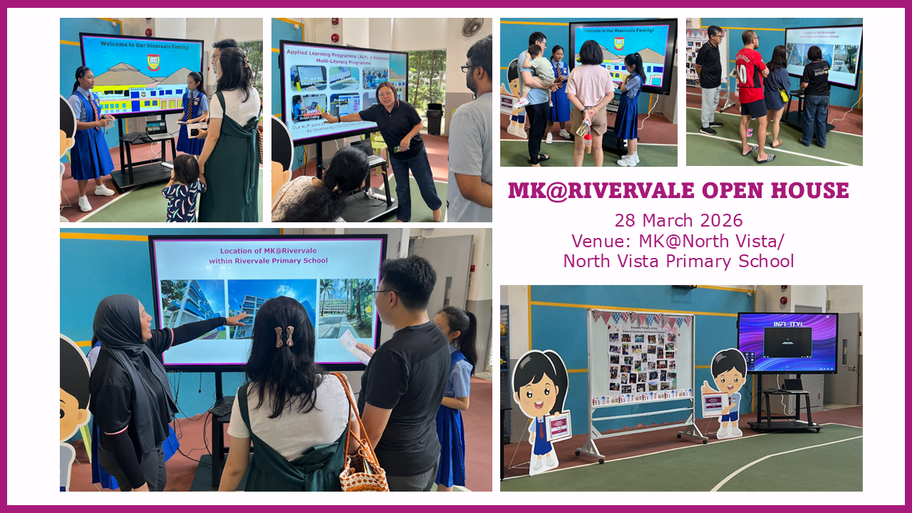 Collage of MK@Rivervale Open House on 28 March 2026 at North Vista Primary School with people viewing displays.