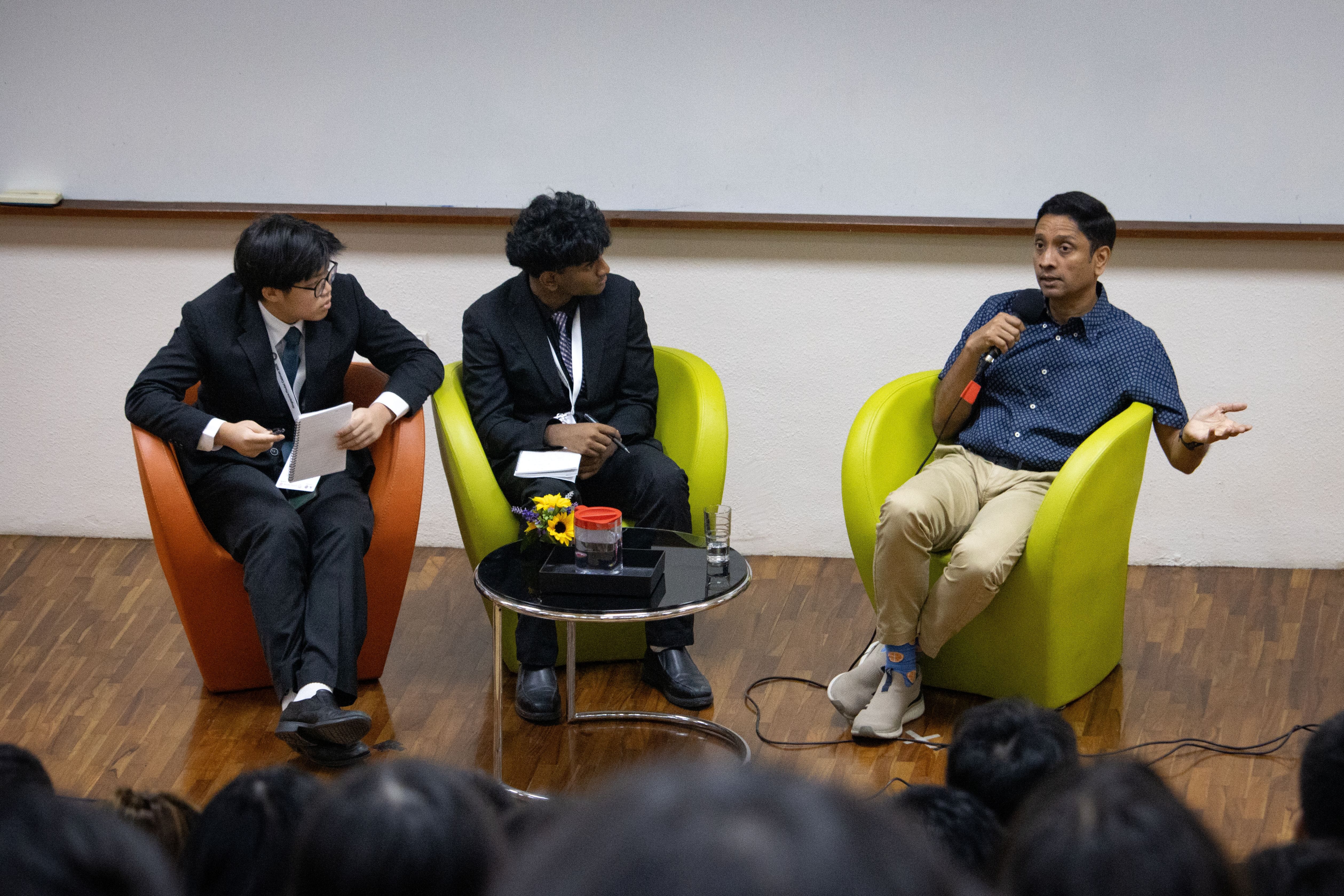2 student moderators and Mr Dinesh Vasu Vash