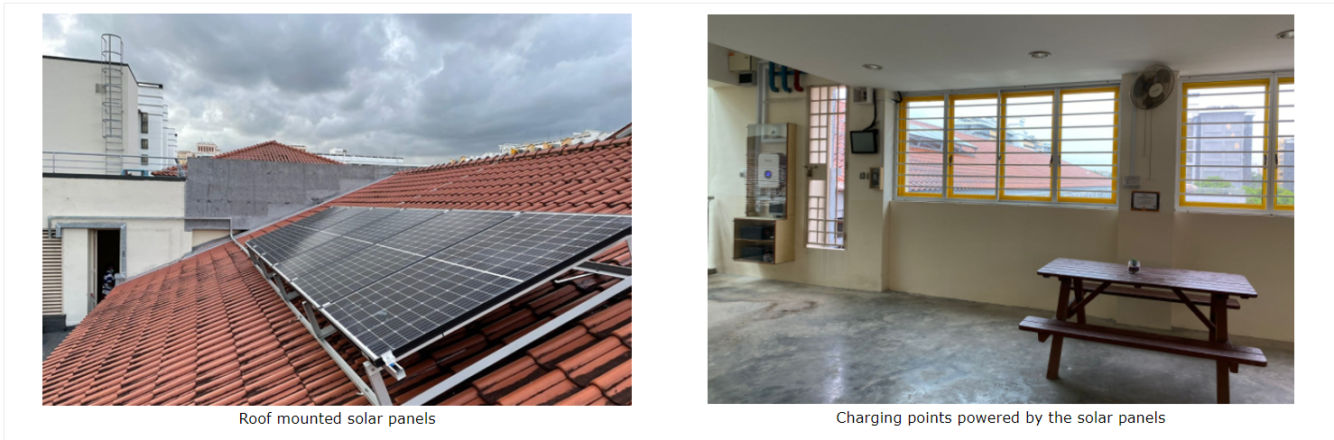 Photo of how solar energy is utilised in school for charging of devices.