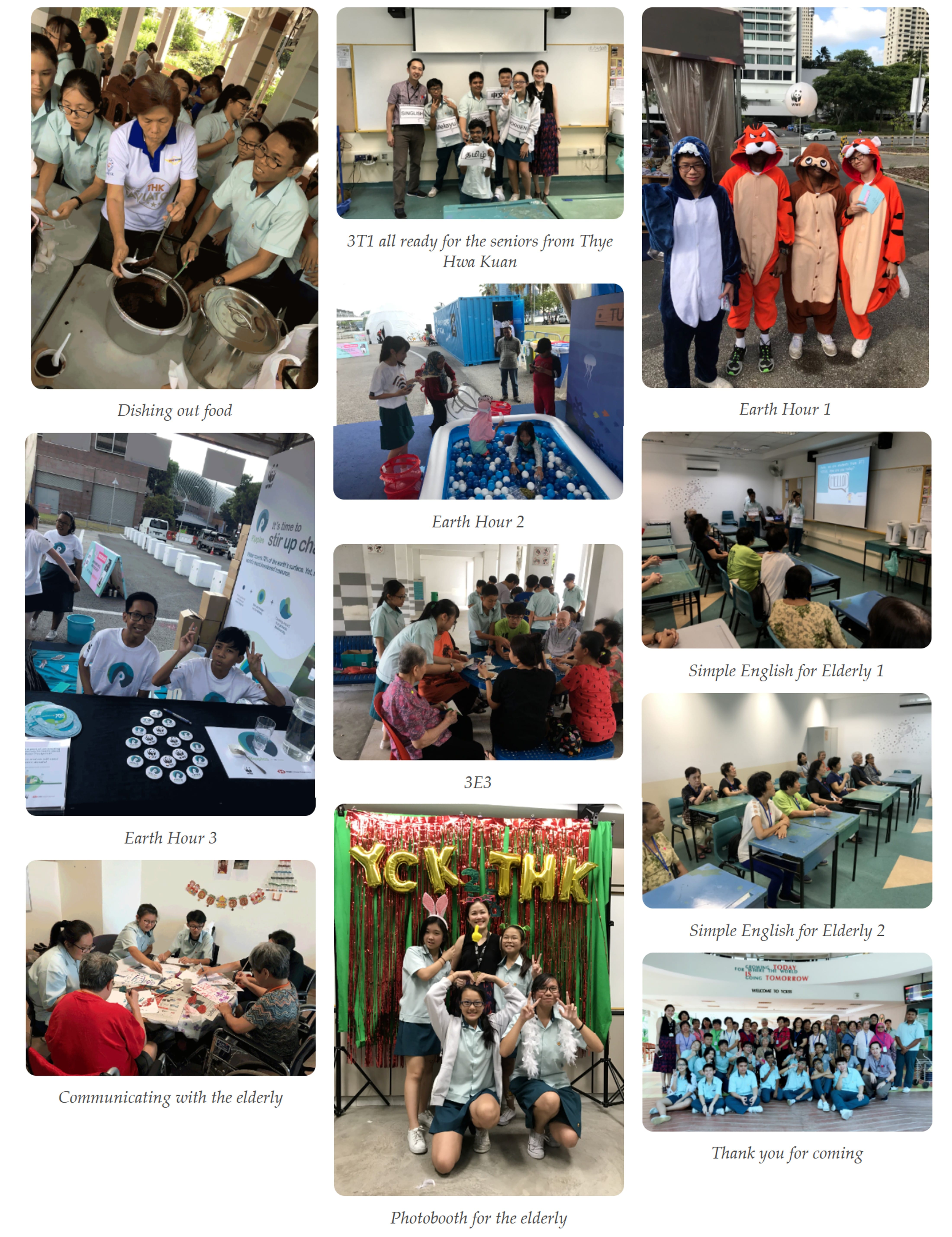 Photo collage of activities organised under the Service Learning Issues Investigation initiative