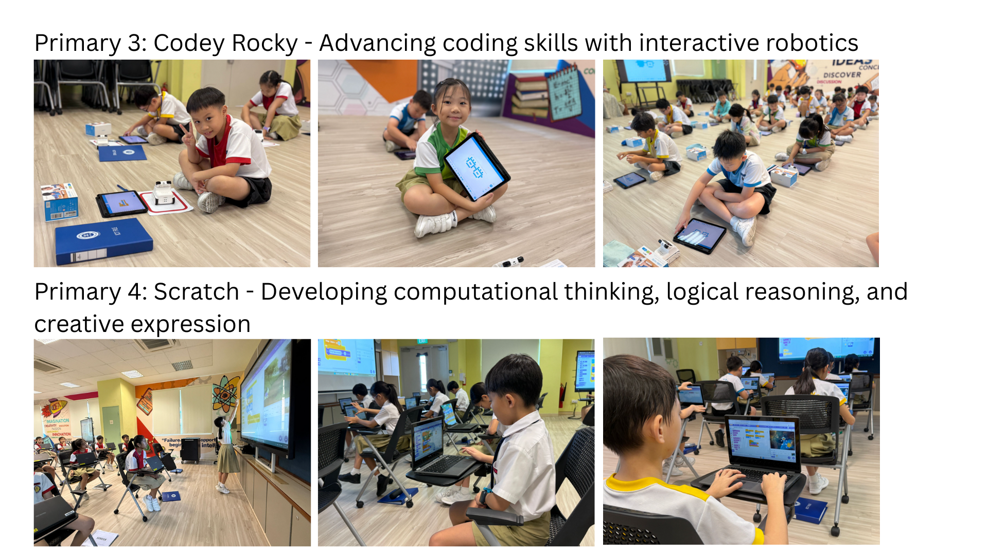 Students doing hands-on programming activities ICT ALP.