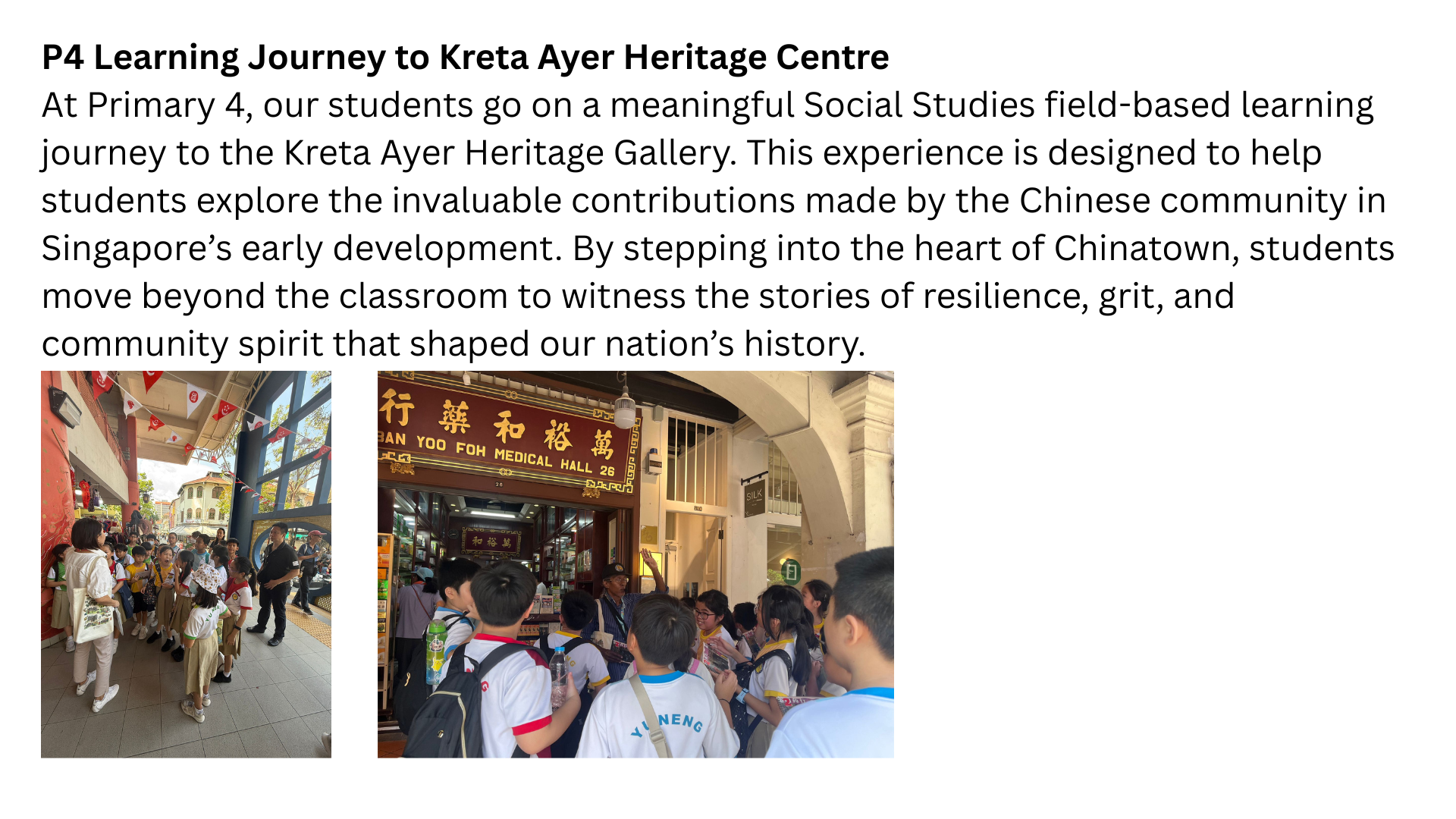 Students on a learning journey in Chinatown
