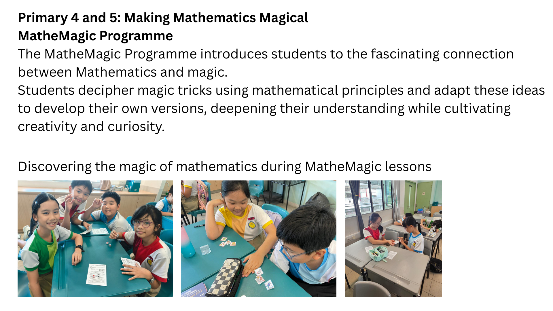 P4 and P5 Making mathematics Magical
