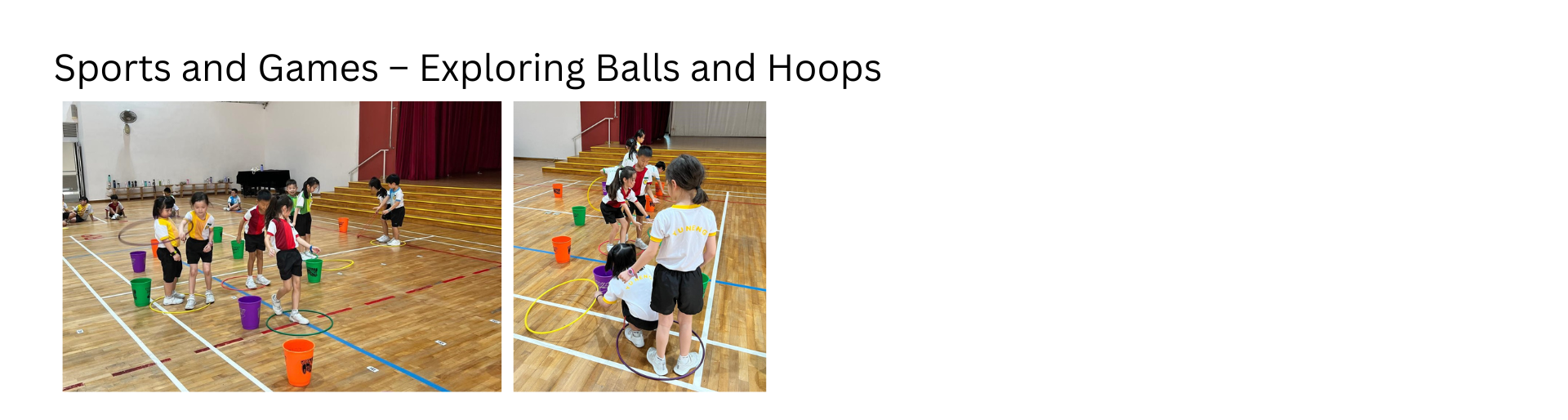 Students exploring balls and hoops