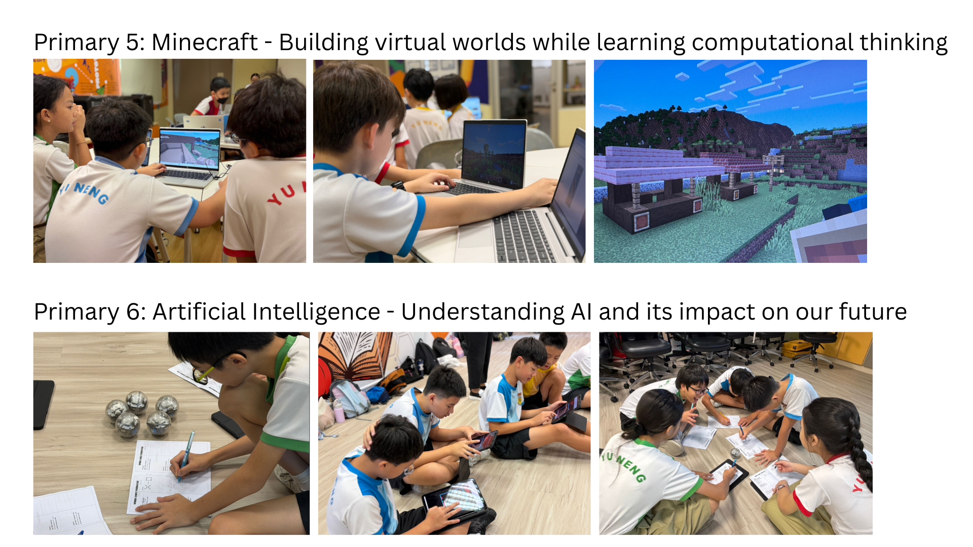 Students doing hands-on programming activities ICT ALP.