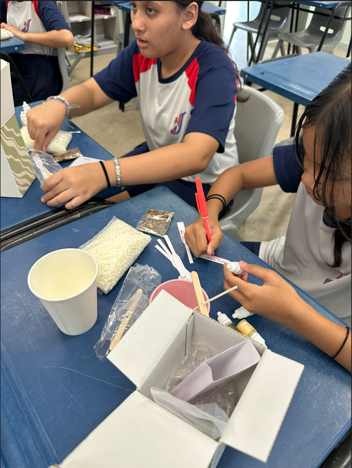 2 students doing some handicrafts