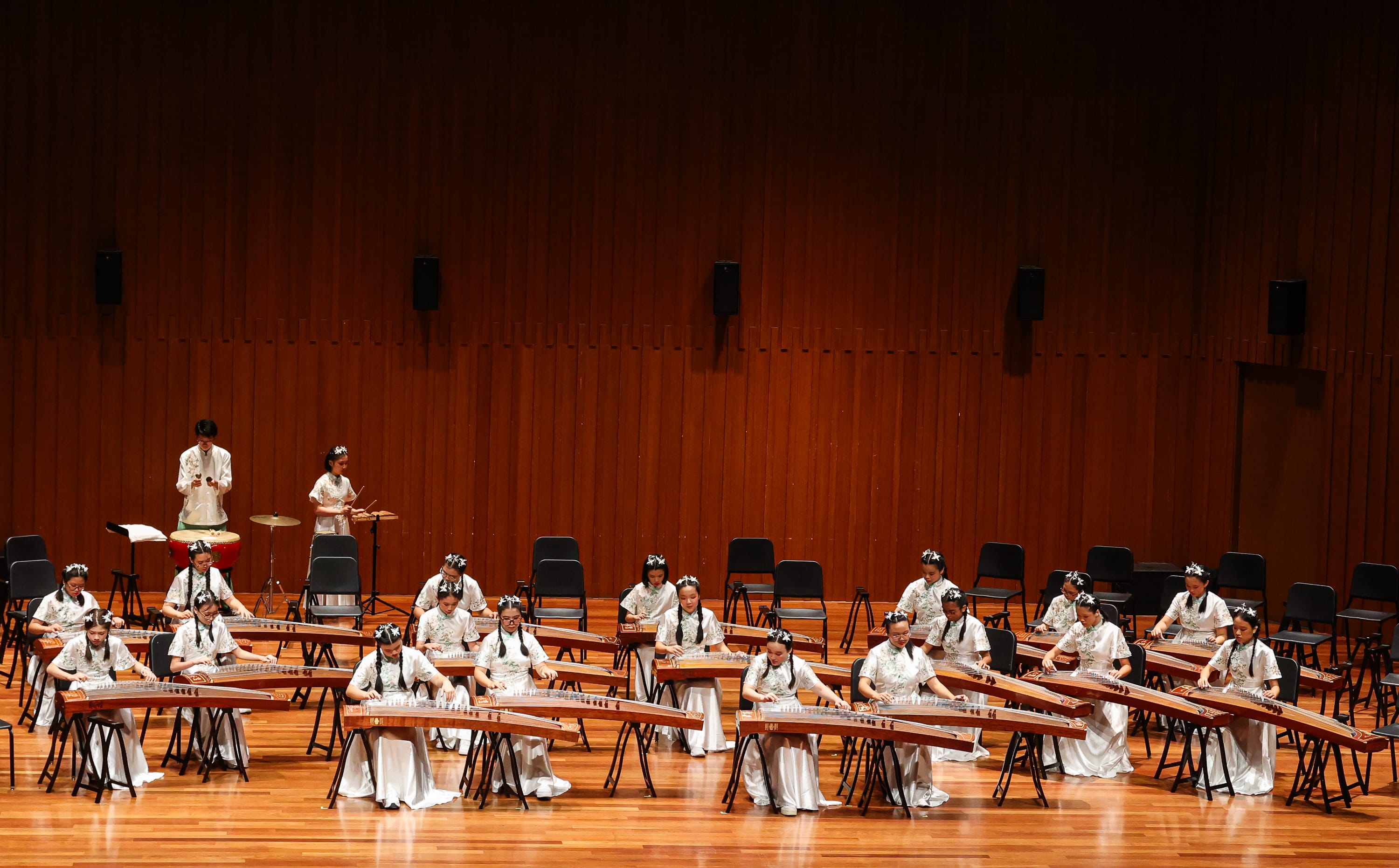 The Guzheng Ensemble team performing at the Singapore Youth Festival (SYF).