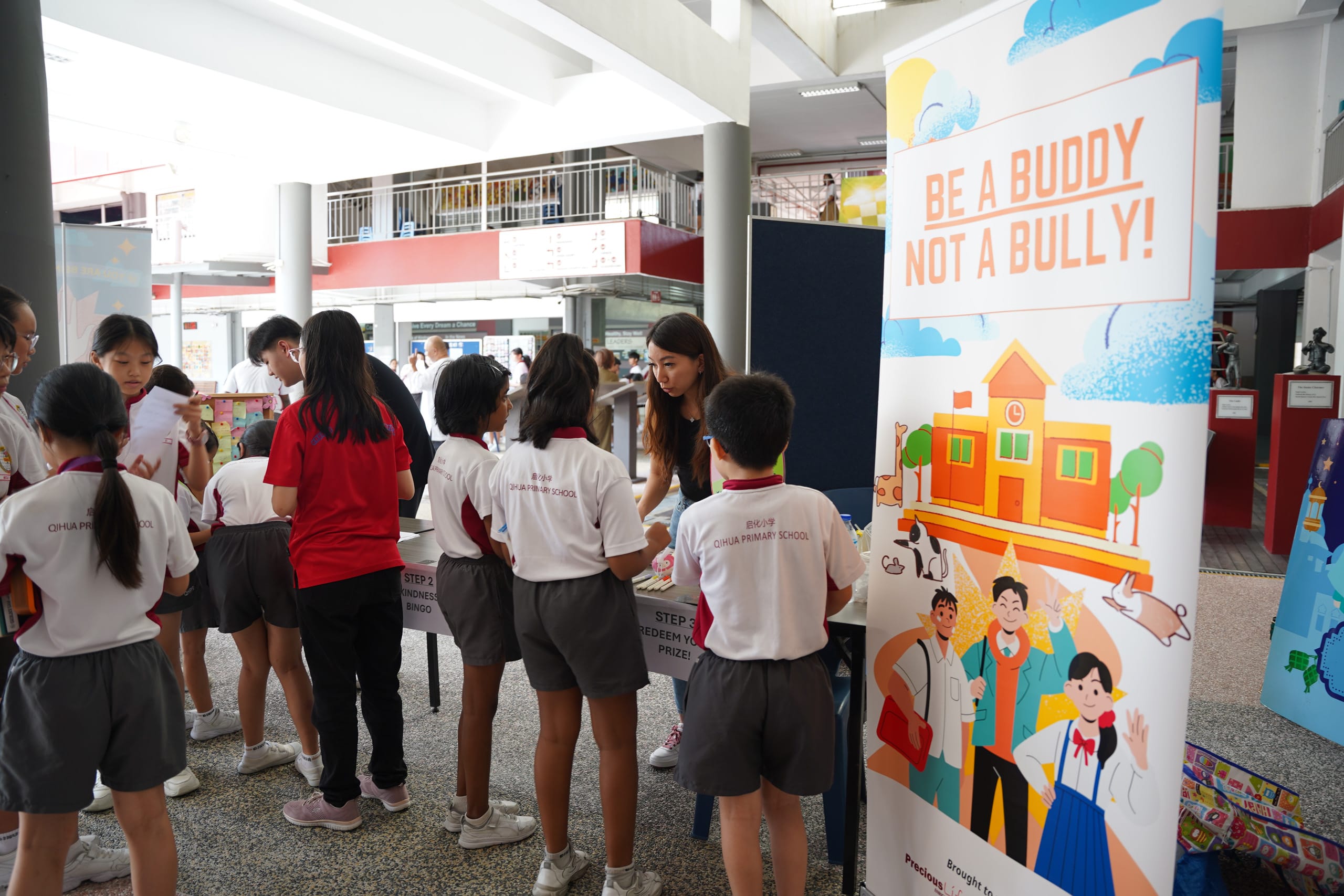 Students visit booth on anti-bullying
