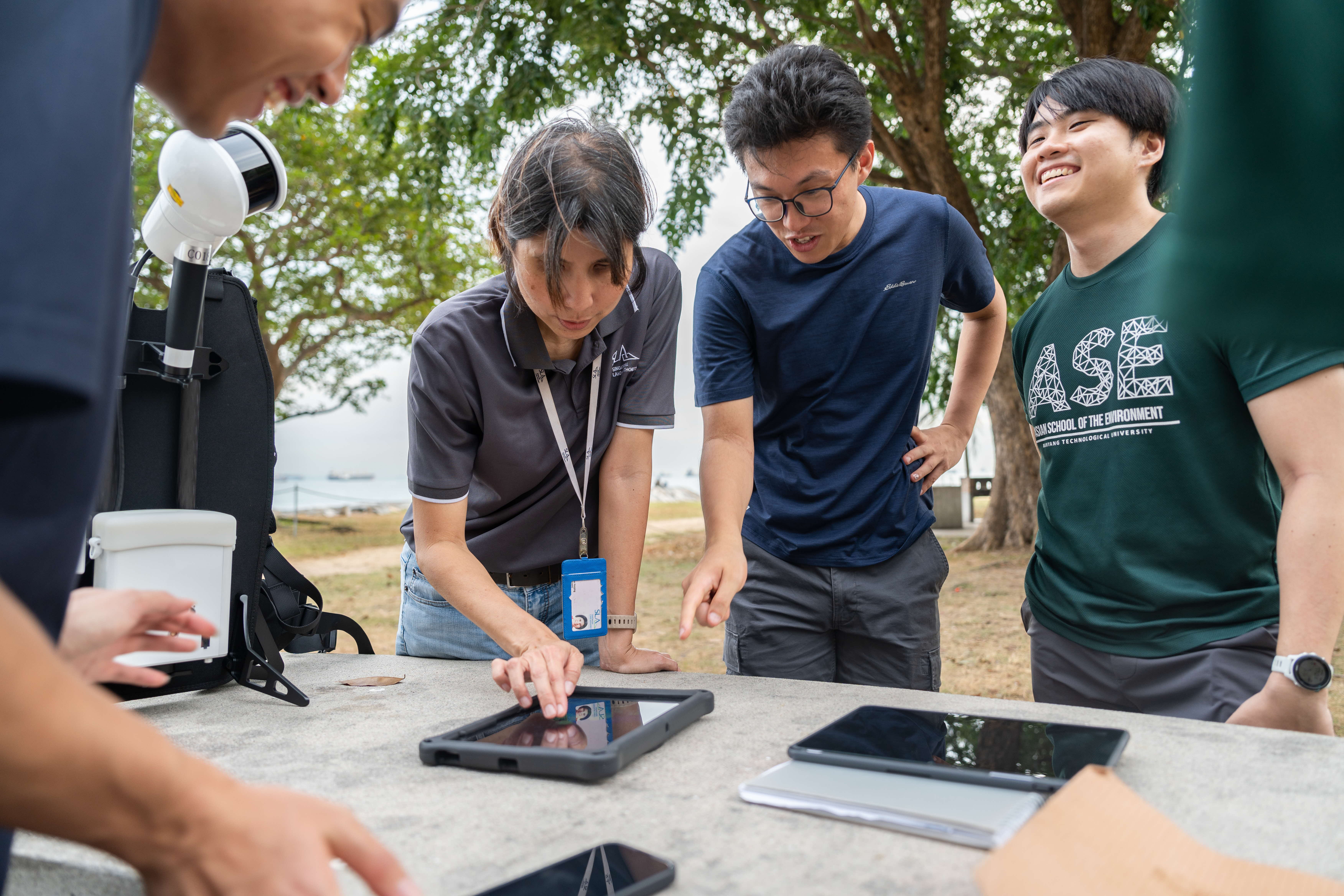 Part of the goal is also to develop capabilities in geospatial - SLA engaged a group of students from NTU on a 1-day hands-on course on geodesy at East Coast Park