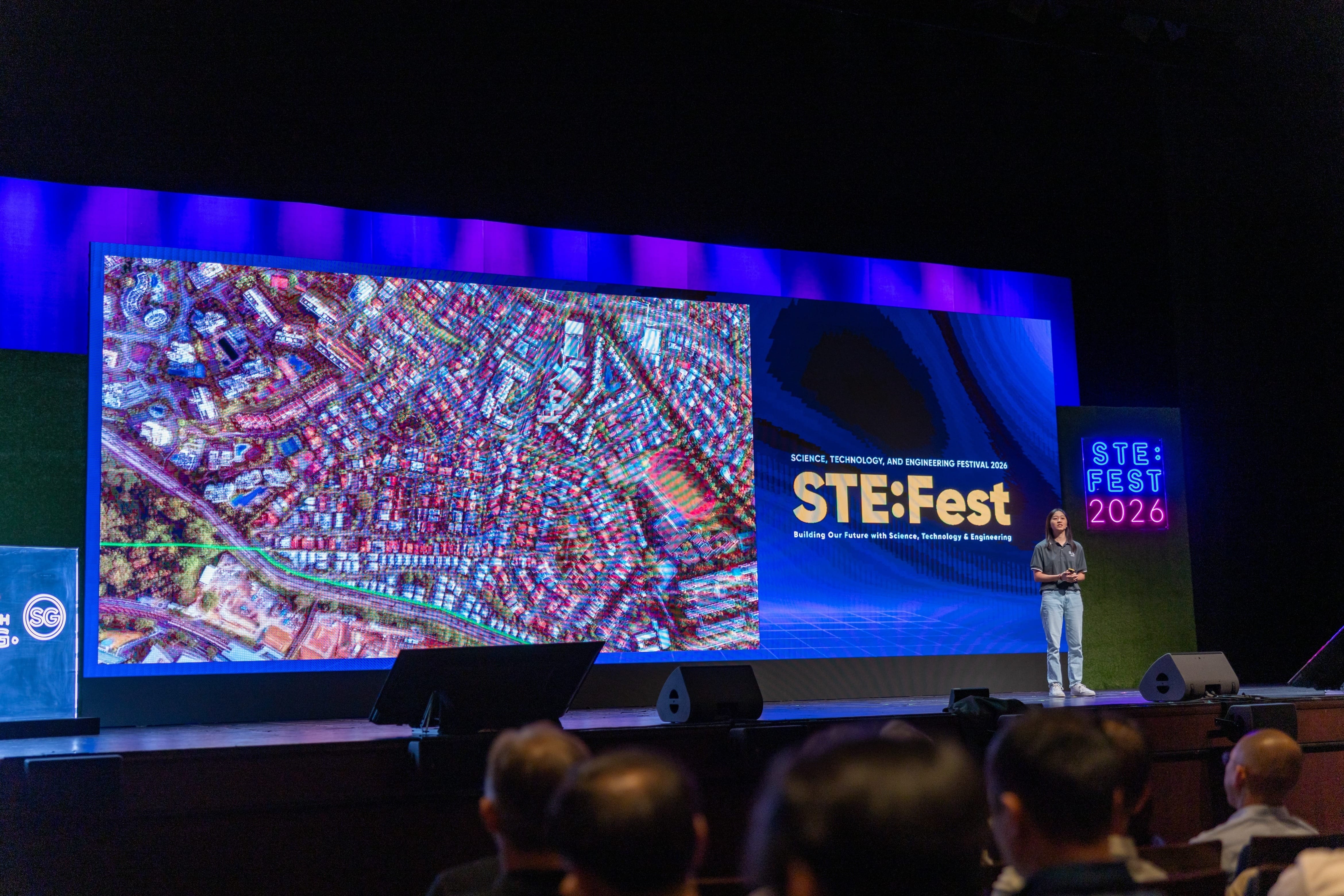 Chiok Pei Wen from Survey & Geomatics presenting the National 3D Mapping Programme at STE:Fest 2026