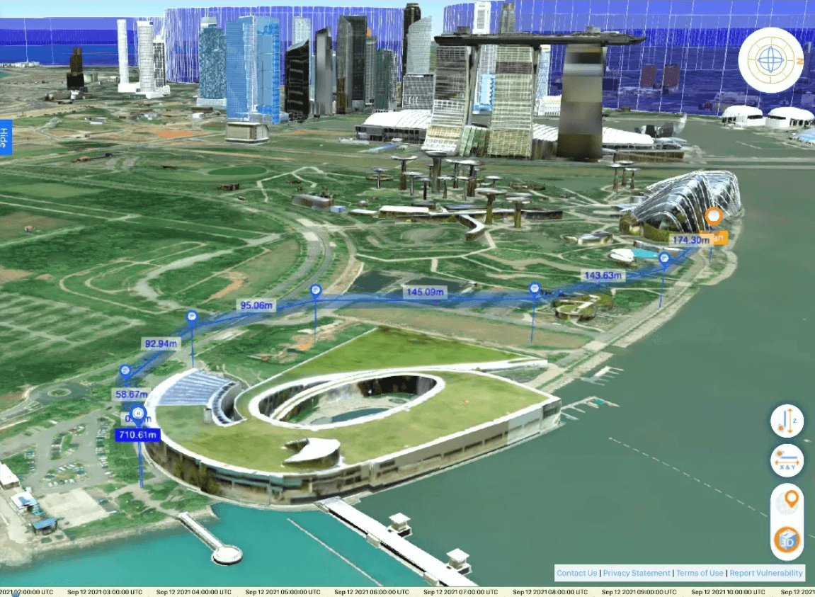 Drone planner - Visualisation of drone flight path planning and no-fly zone.